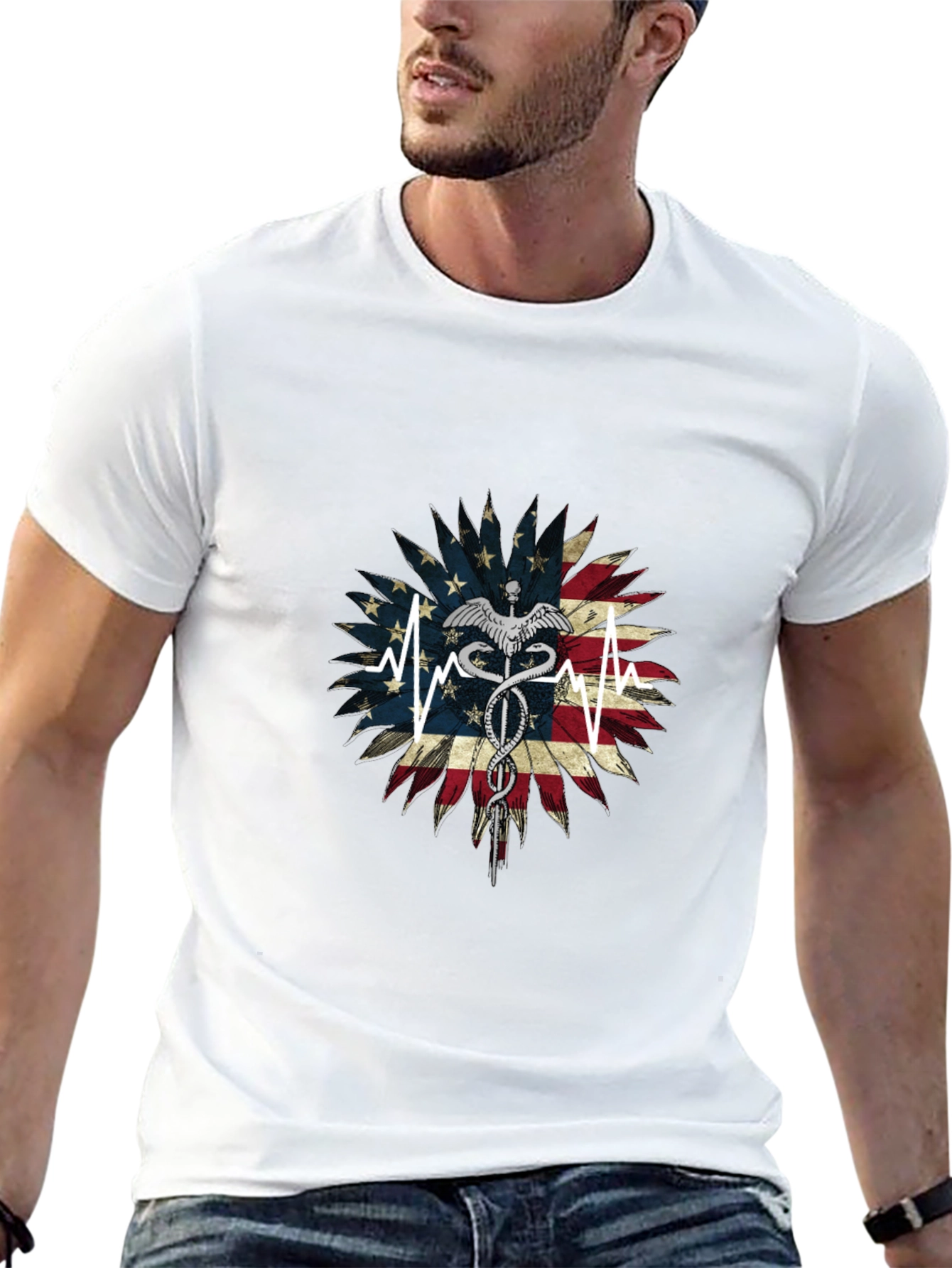 American Flag Caduceus Graphic Tee