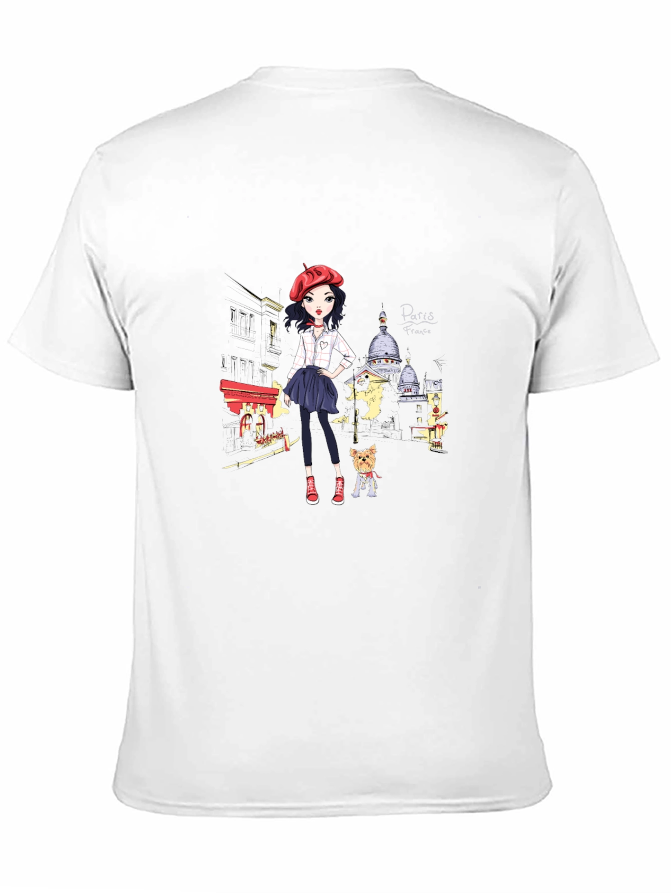Paris France Girl T-Shirt - Black