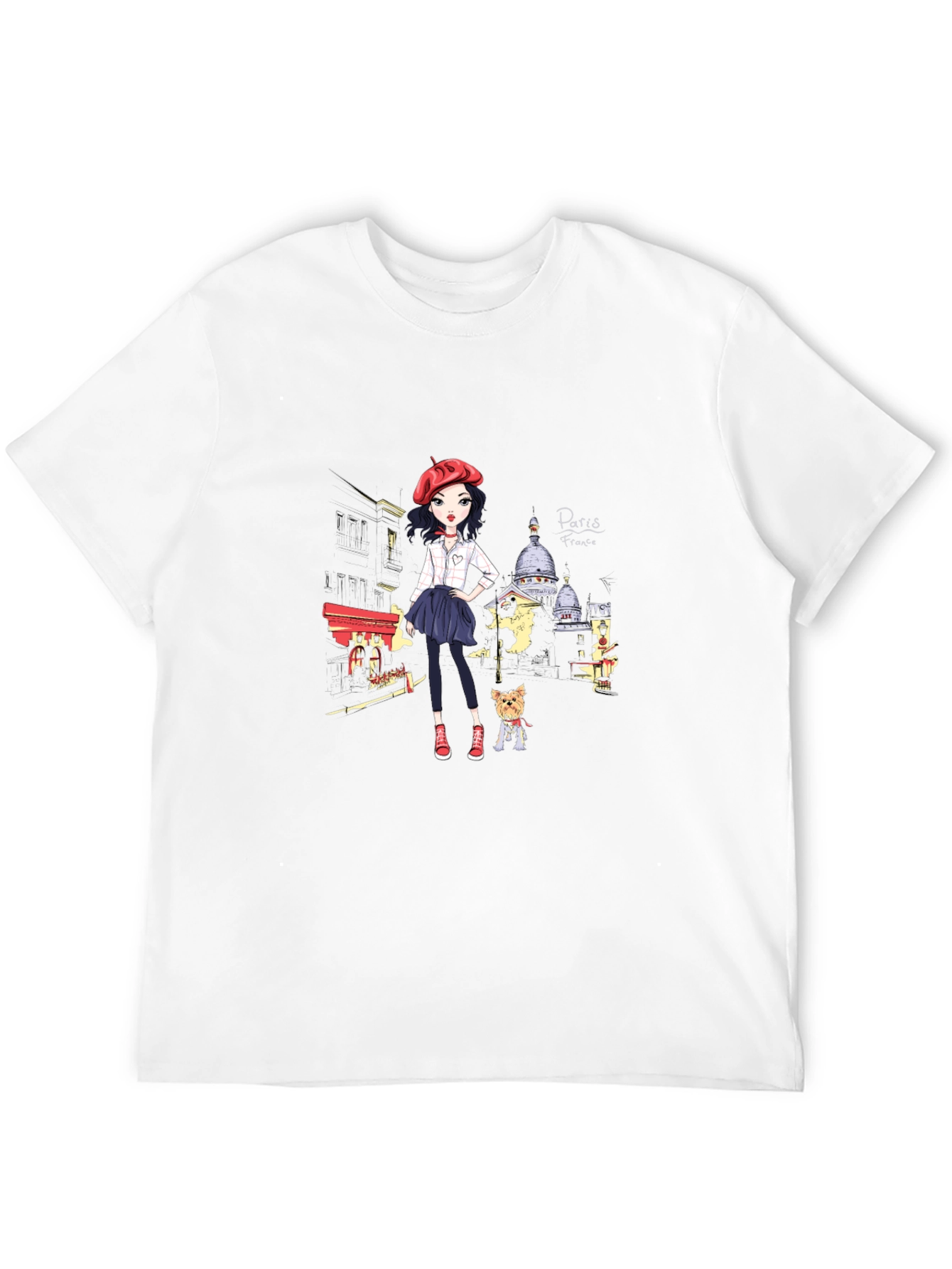 Paris France Girl T-Shirt - Black