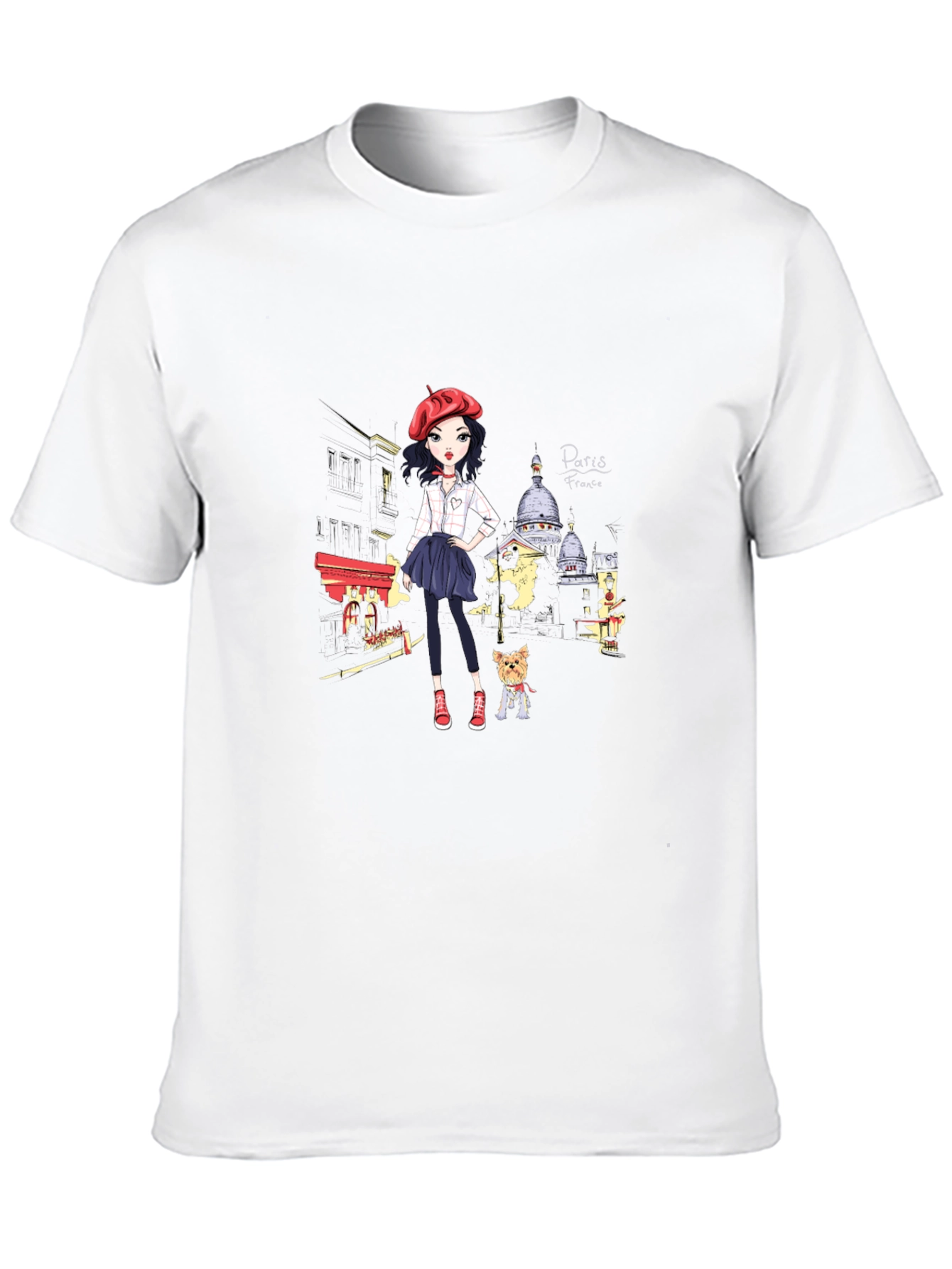 Paris France Girl T-Shirt - Black