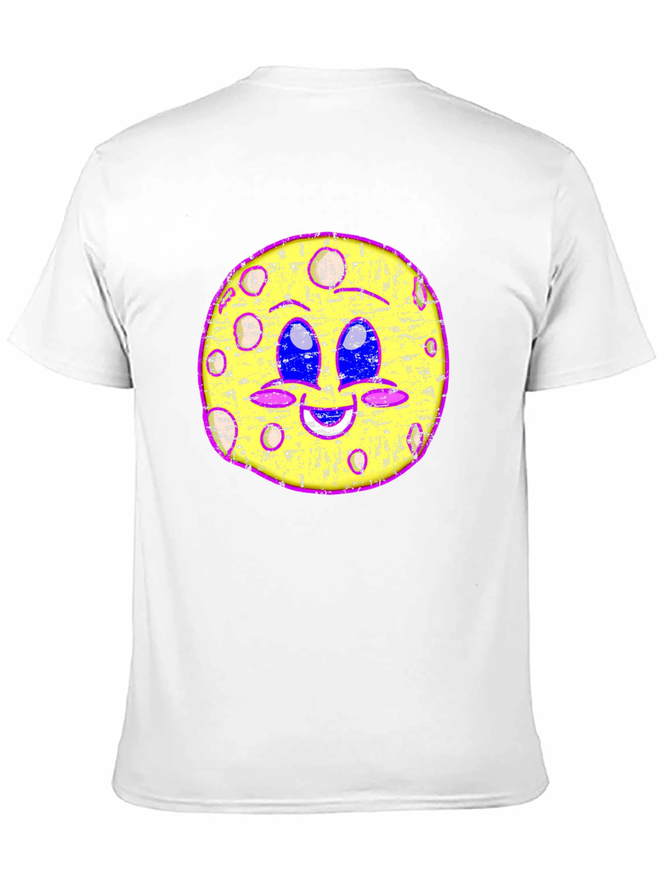 Funky Moon Face Graphic Tee - Black Cotton T-Shirt