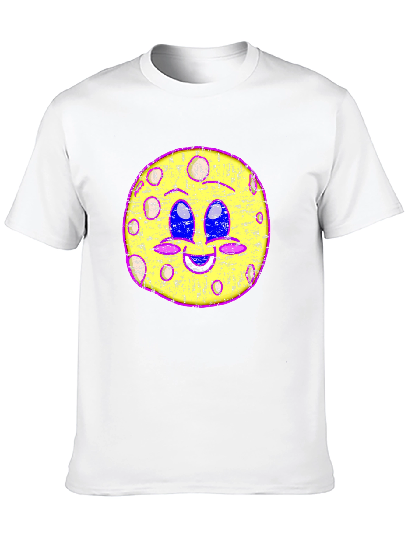 Funky Moon Face Graphic Tee - Black Cotton T-Shirt