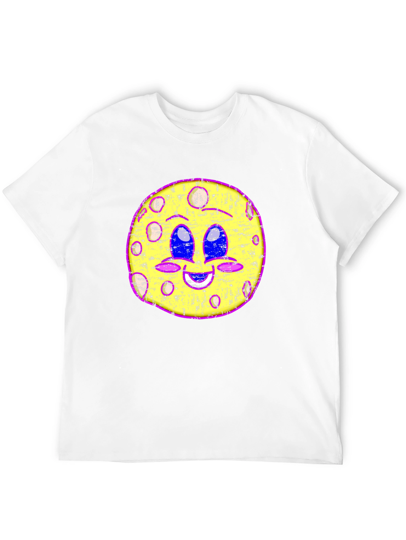 Funky Moon Face Graphic Tee - Black Cotton T-Shirt