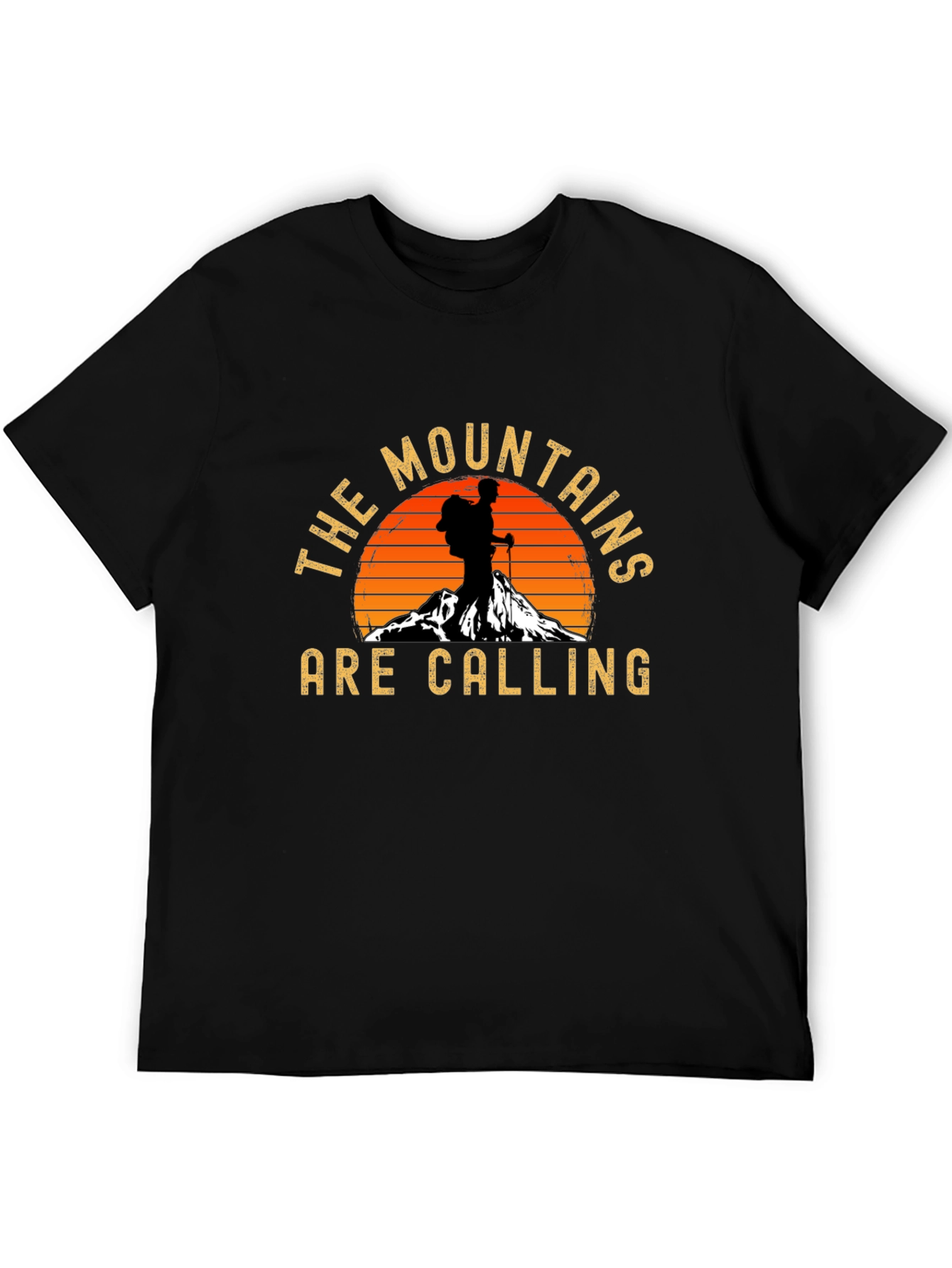 Mountains Are Calling Black Graphic Tee