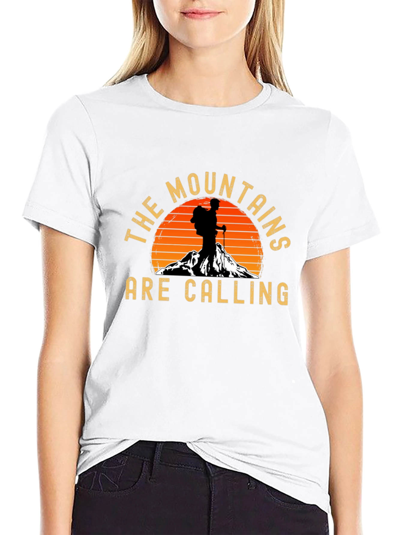 Mountains Are Calling Black Graphic Tee