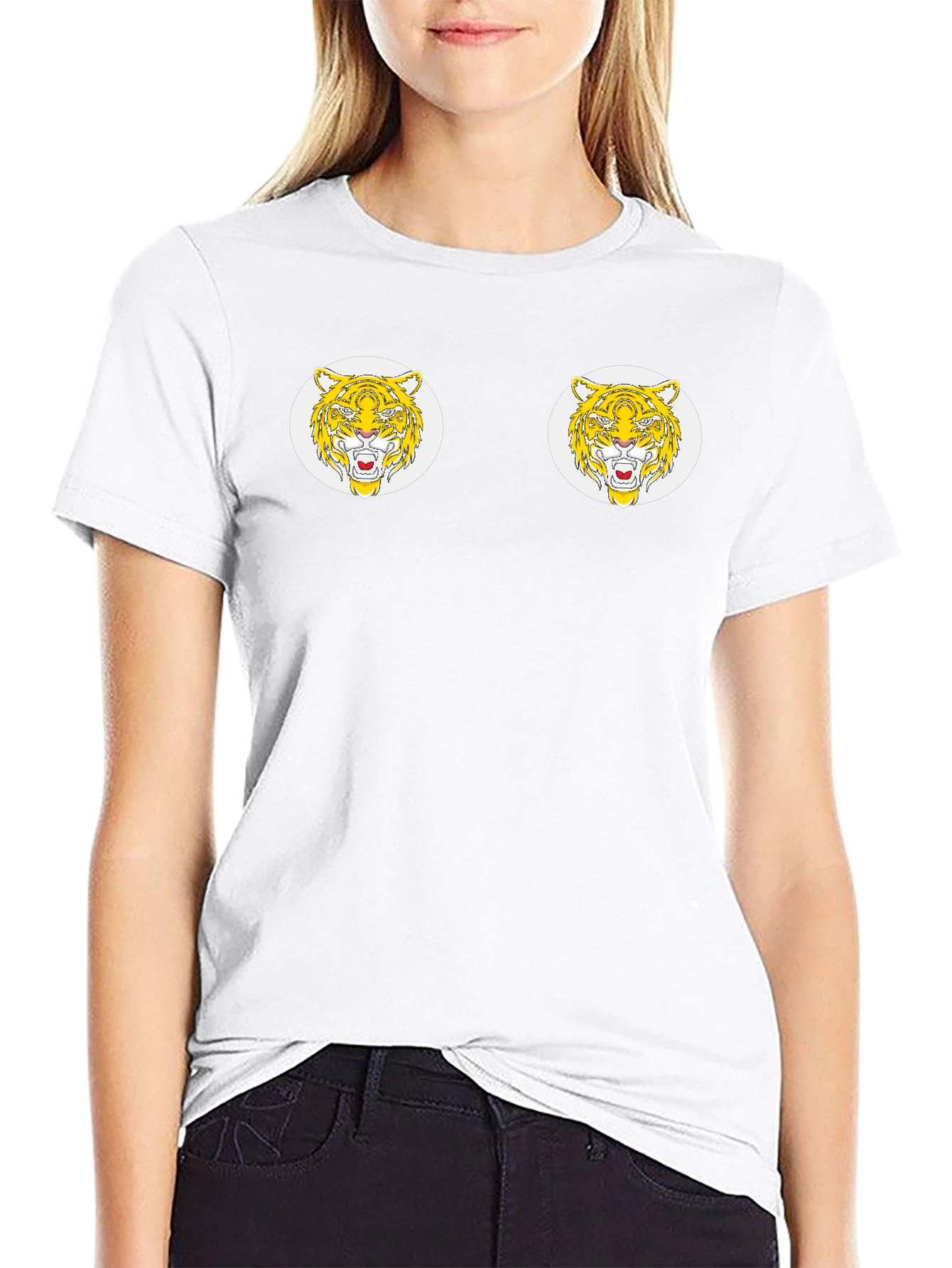 Tiger Face Graphic Print Black T-Shirt