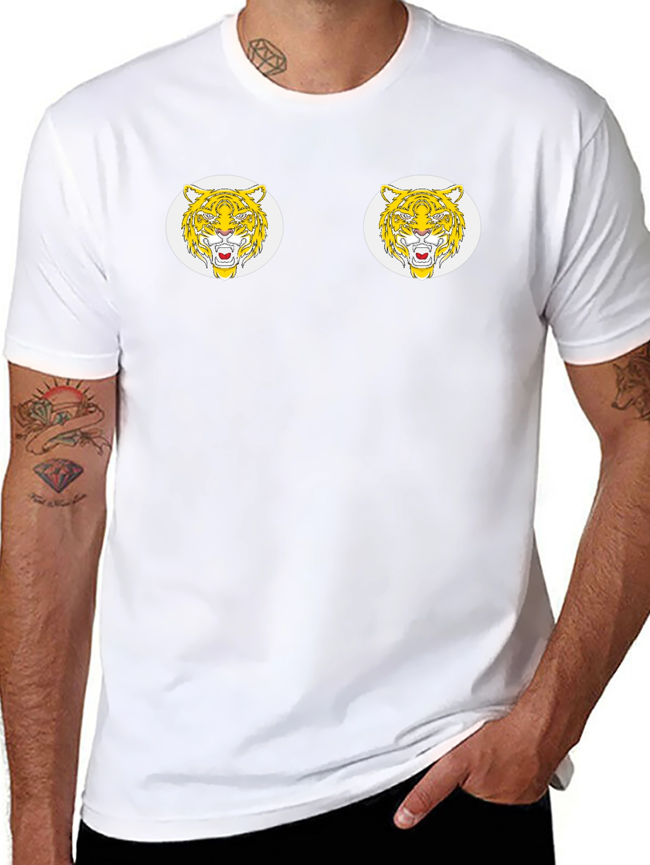 Tiger Face Graphic Print Black T-Shirt