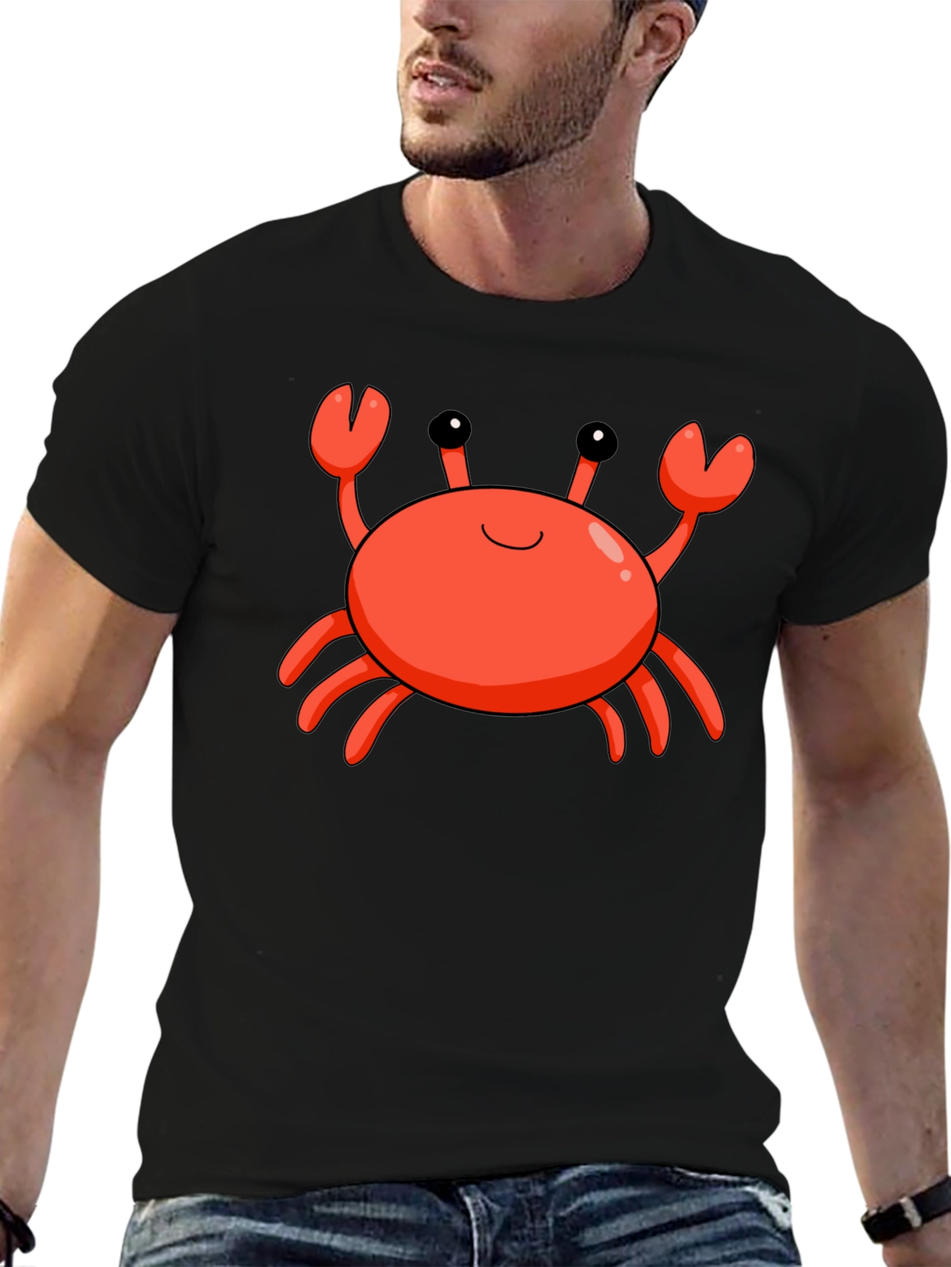 Cartoon Crab Black T-Shirt
