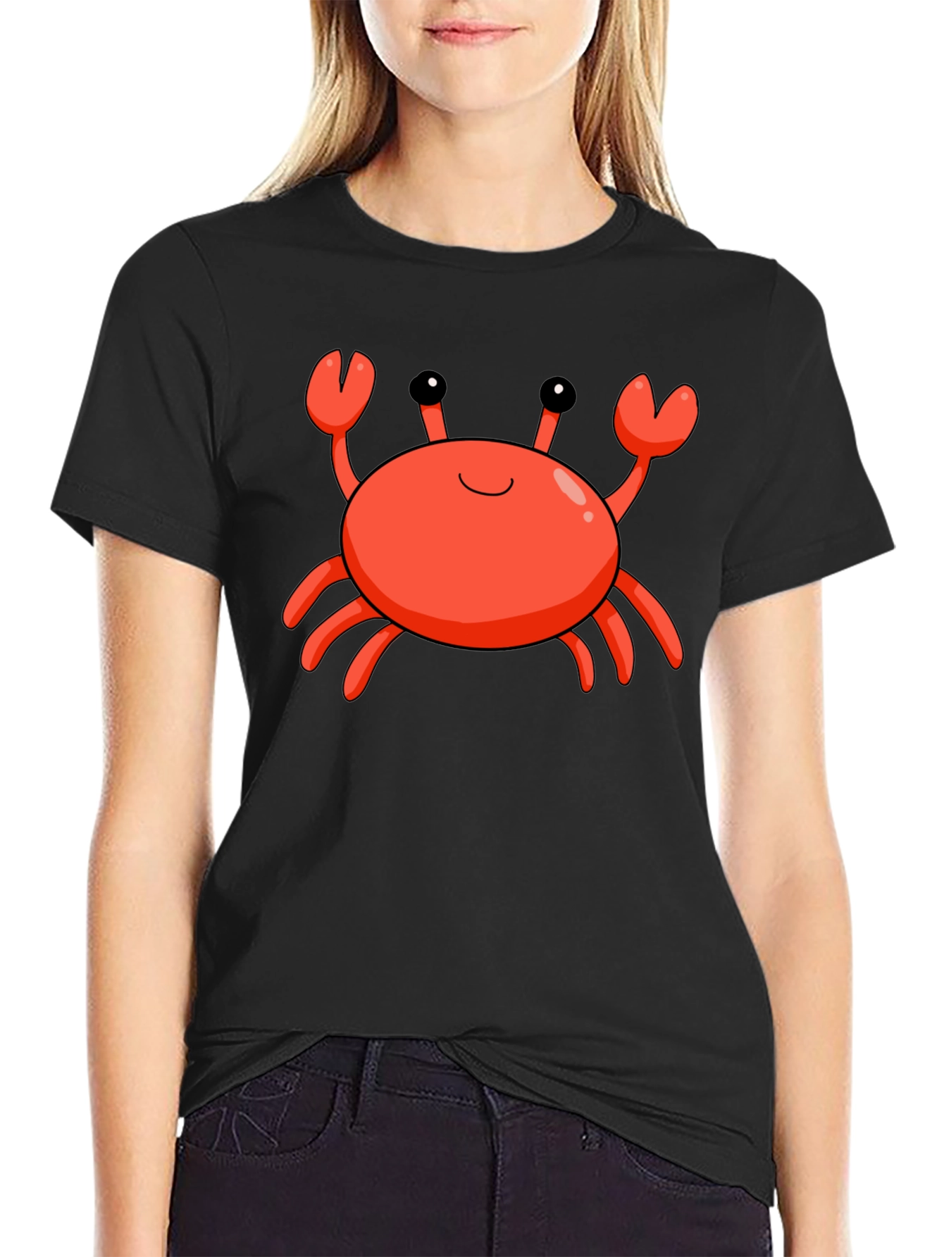 Cartoon Crab Black T-Shirt