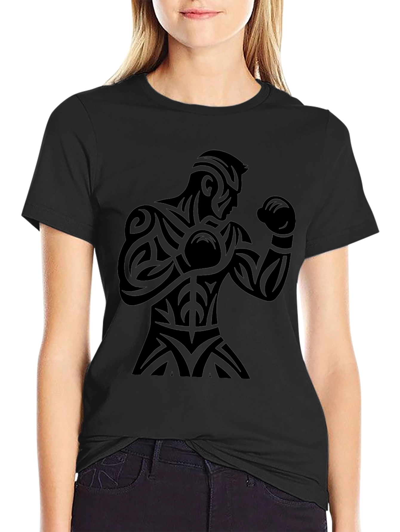 Tribal Boxer Graphic Tee - Black