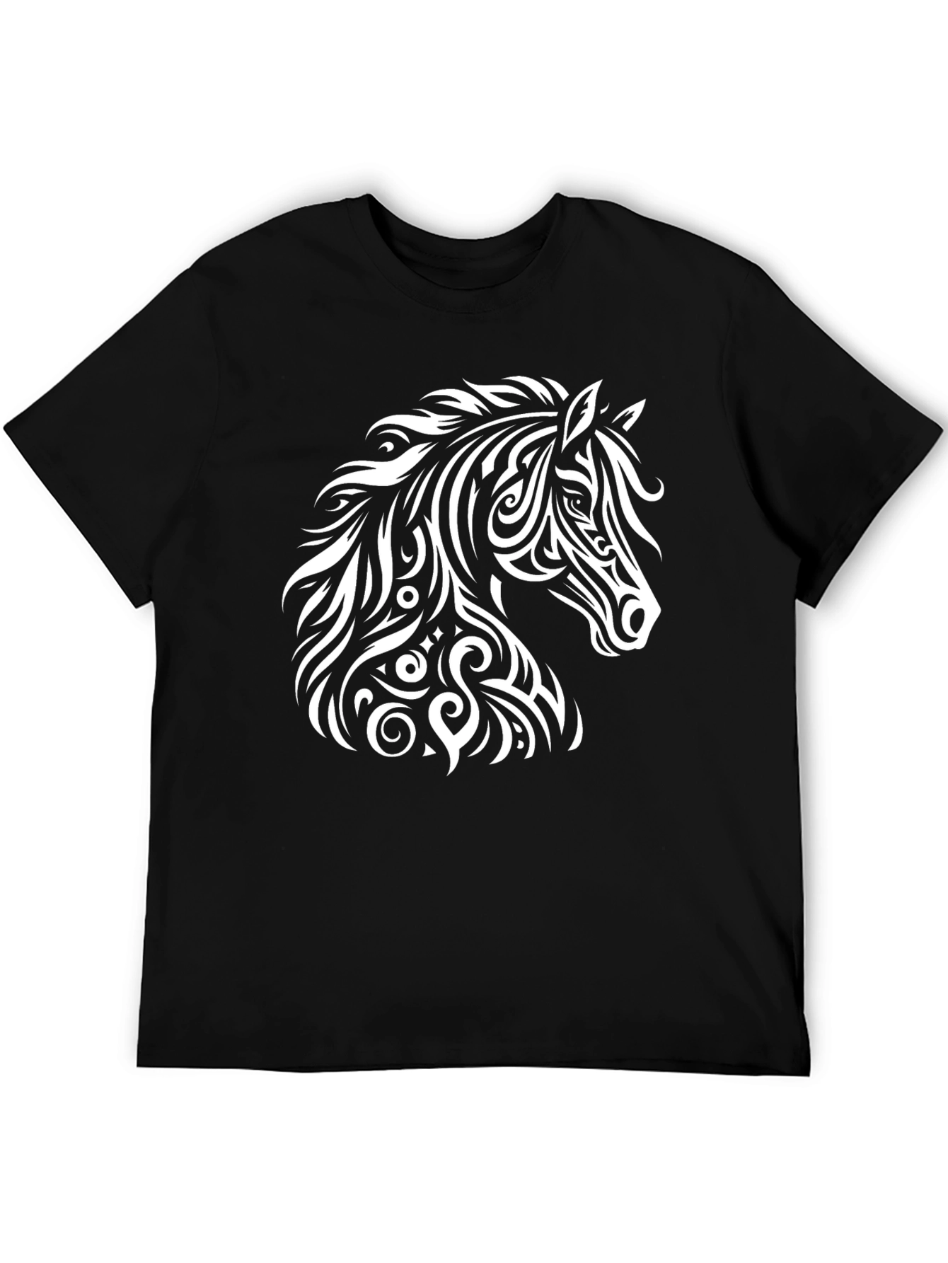 Tribal Horse Graphic Tee - Stylish Black T-Shirt