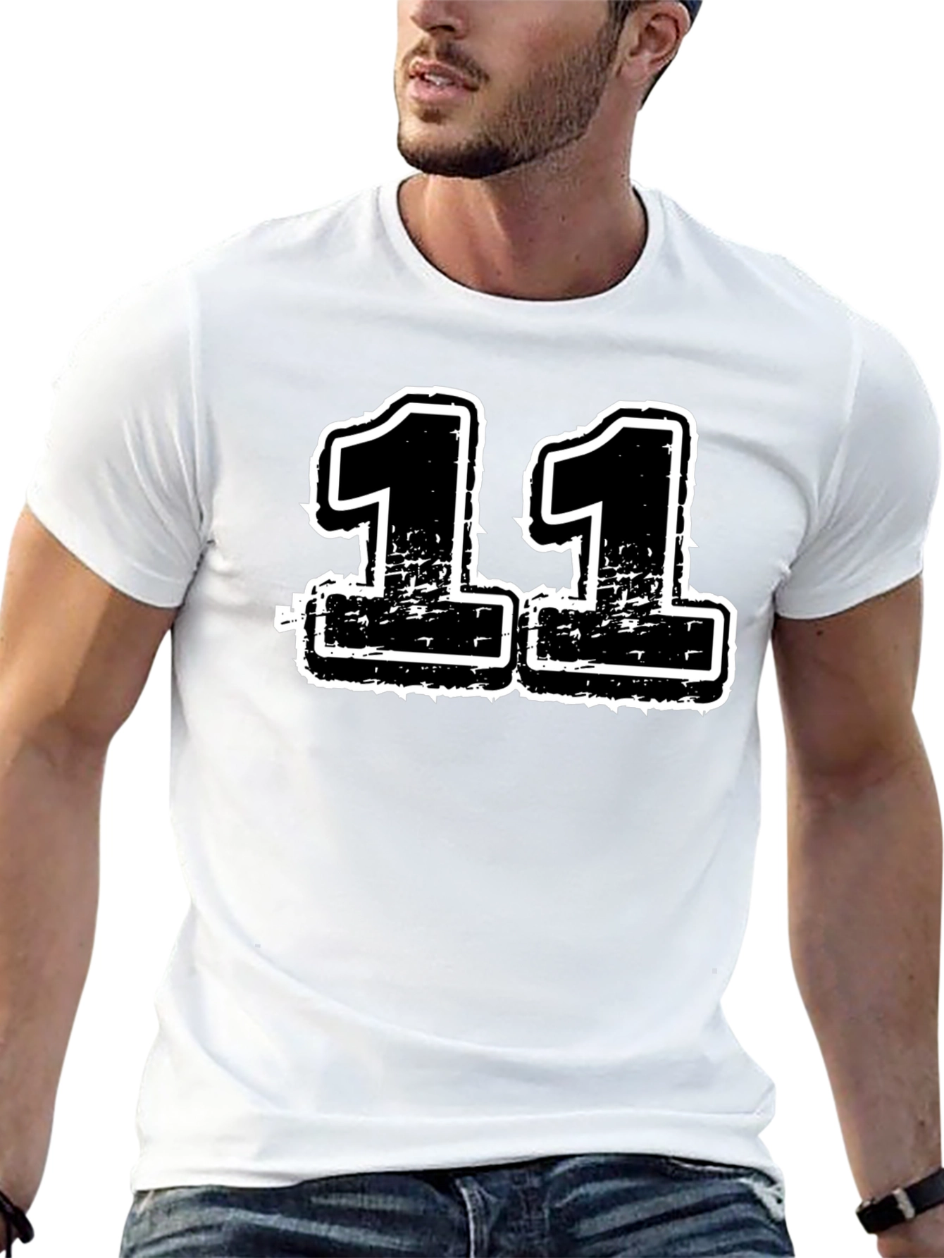 Distressed Number 11 Graphic T-Shirt
