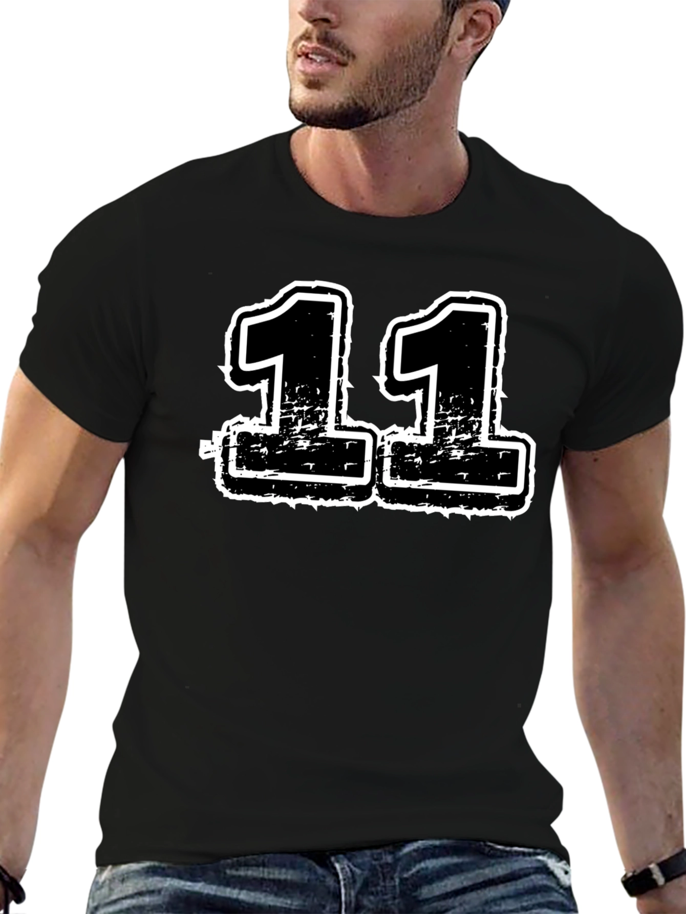 Distressed Number 11 Graphic T-Shirt
