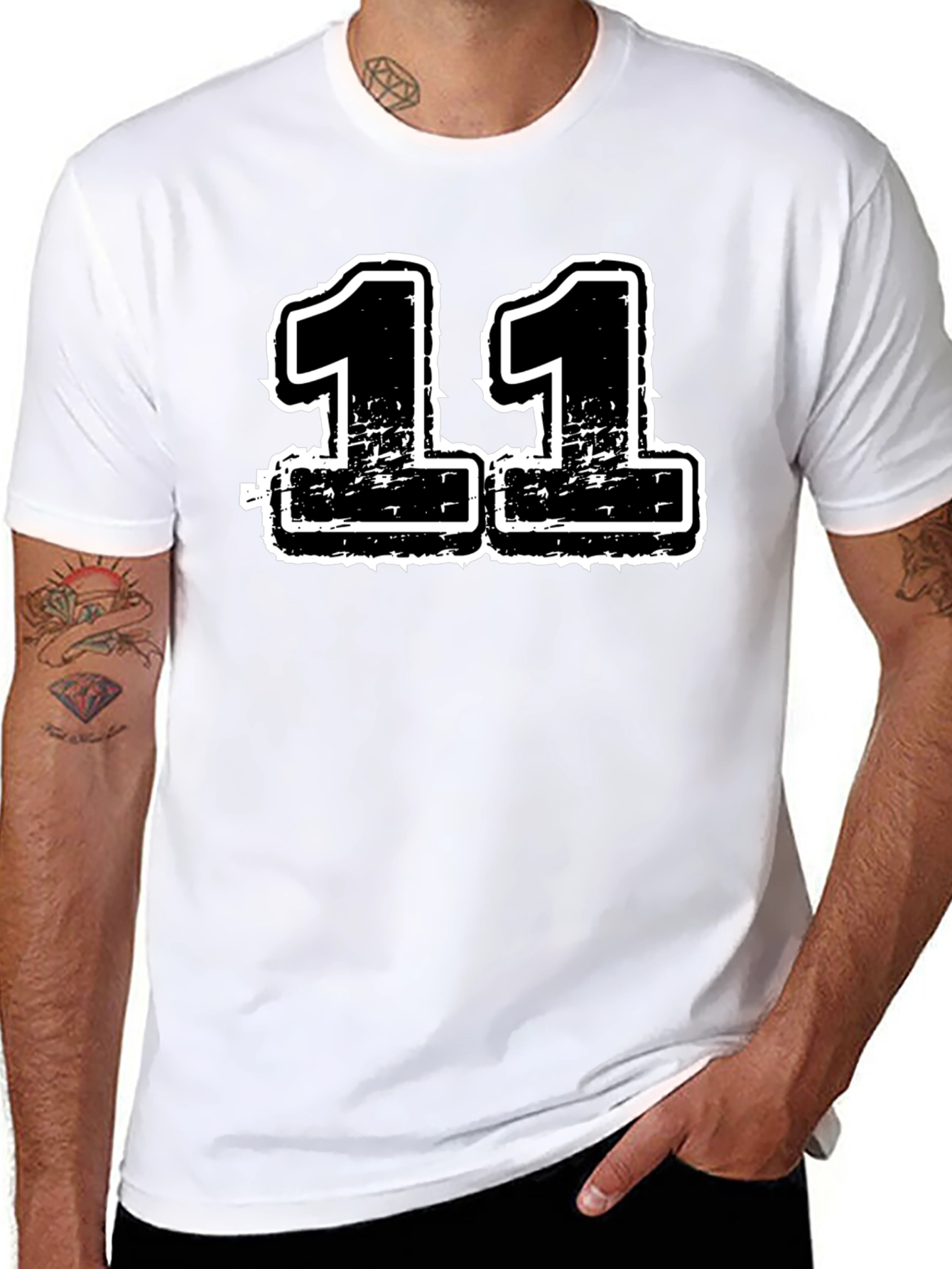 Distressed Number 11 Graphic T-Shirt