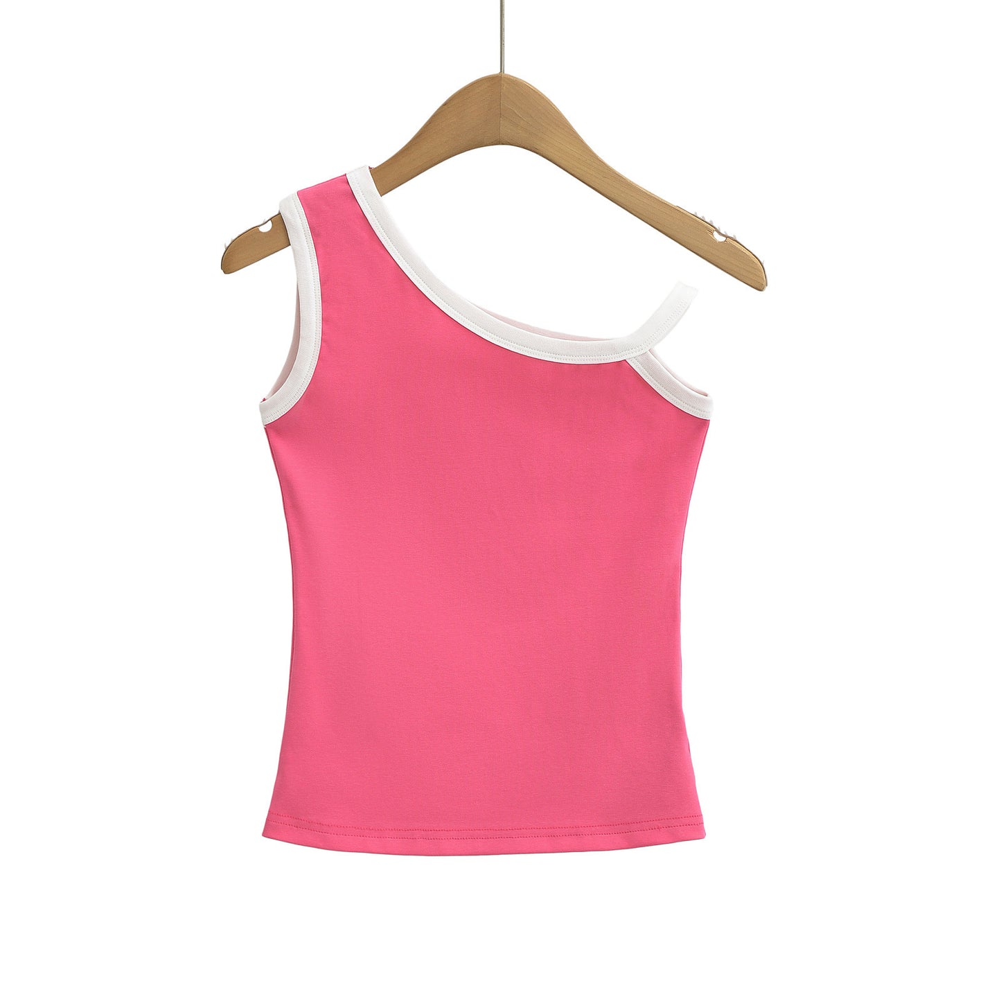Slanted shoulder strap sleeveless vest