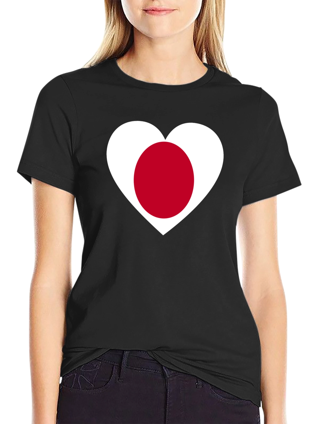 Japanese Flag Heart T-Shirt - Black Cotton Tee
