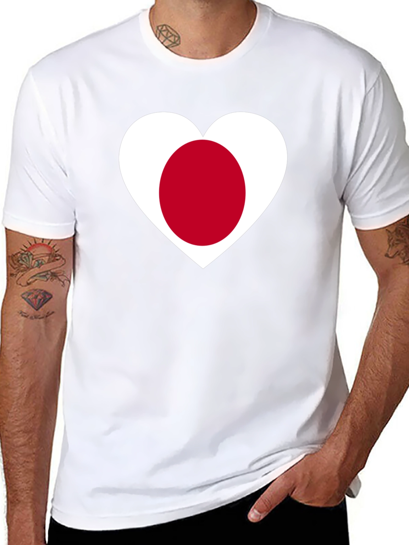 Japanese Flag Heart T-Shirt - Black Cotton Tee