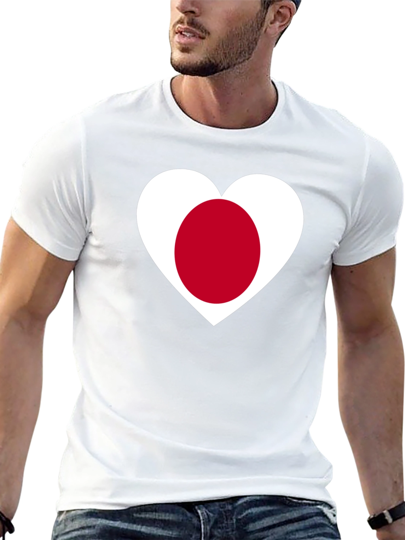 Japanese Flag Heart T-Shirt - Black Cotton Tee