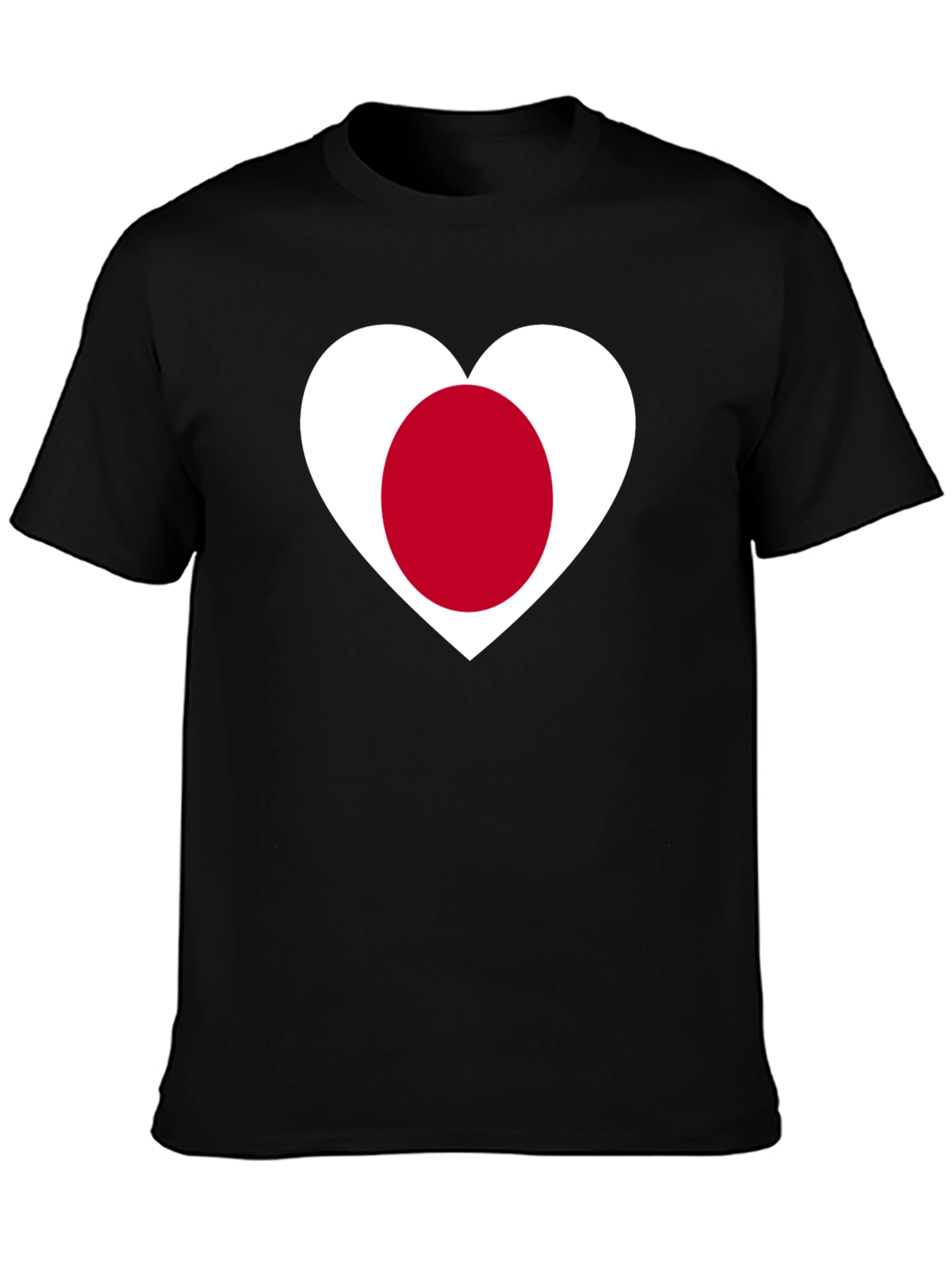 Japanese Flag Heart T-Shirt - Black Cotton Tee