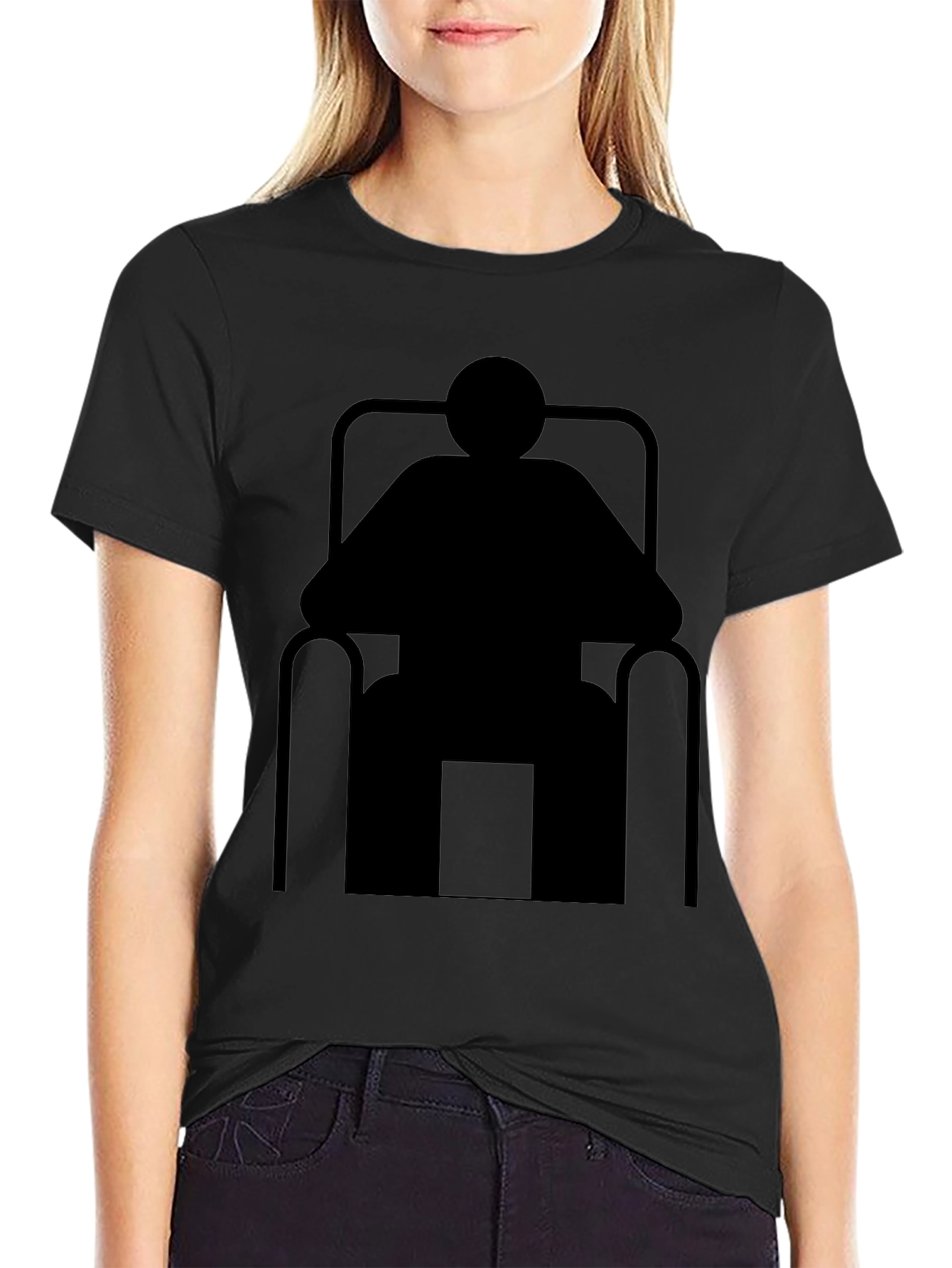 Relaxed Man in Chair Black Graphic T-Shirt