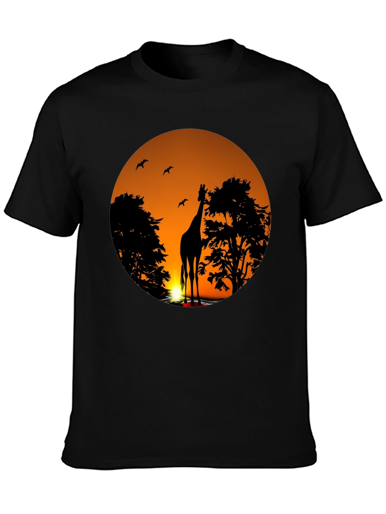 African Sunset Giraffe Graphic T-Shirt