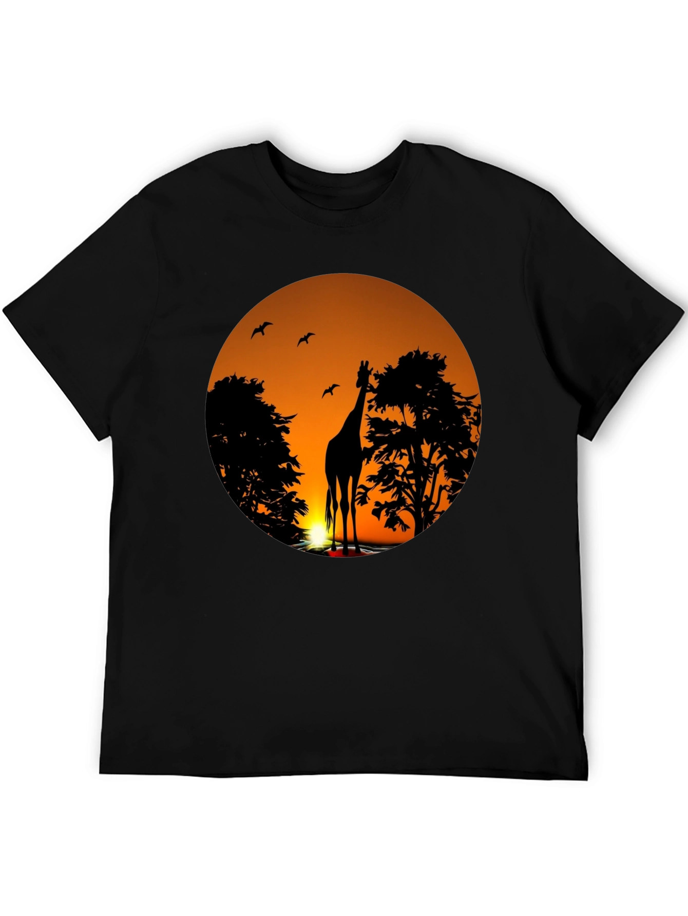African Sunset Giraffe Graphic T-Shirt
