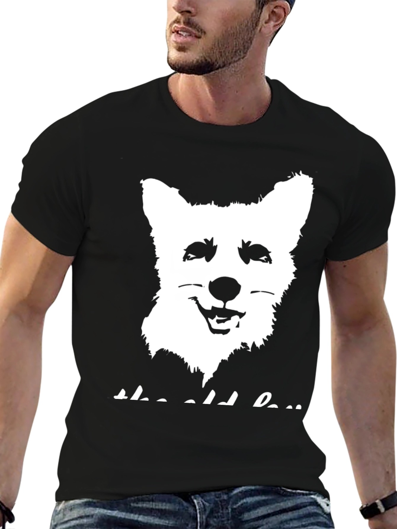 Corgi Dog Graphic Print Black T-Shirt
