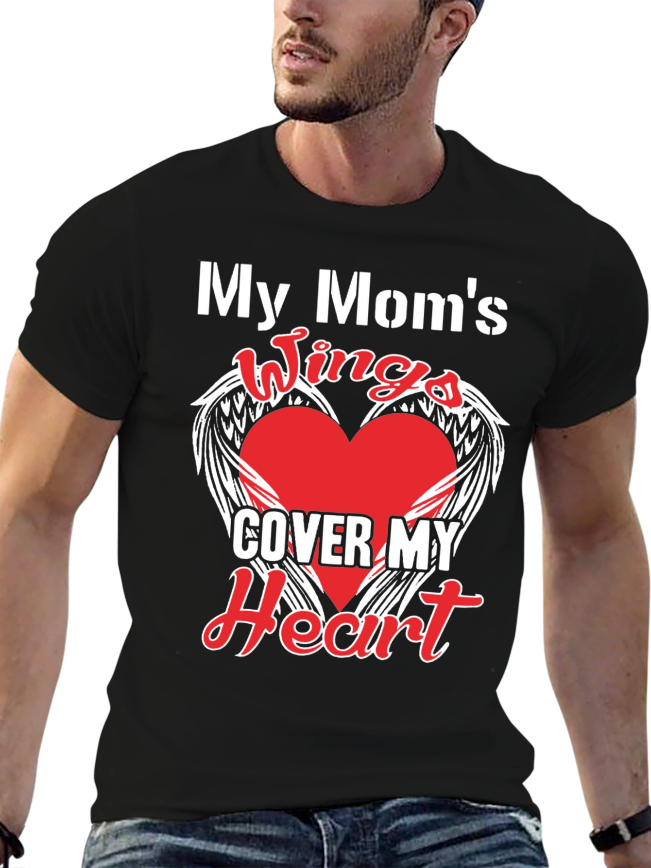My Moms Wings Cover My Heart Graphic T-Shirt