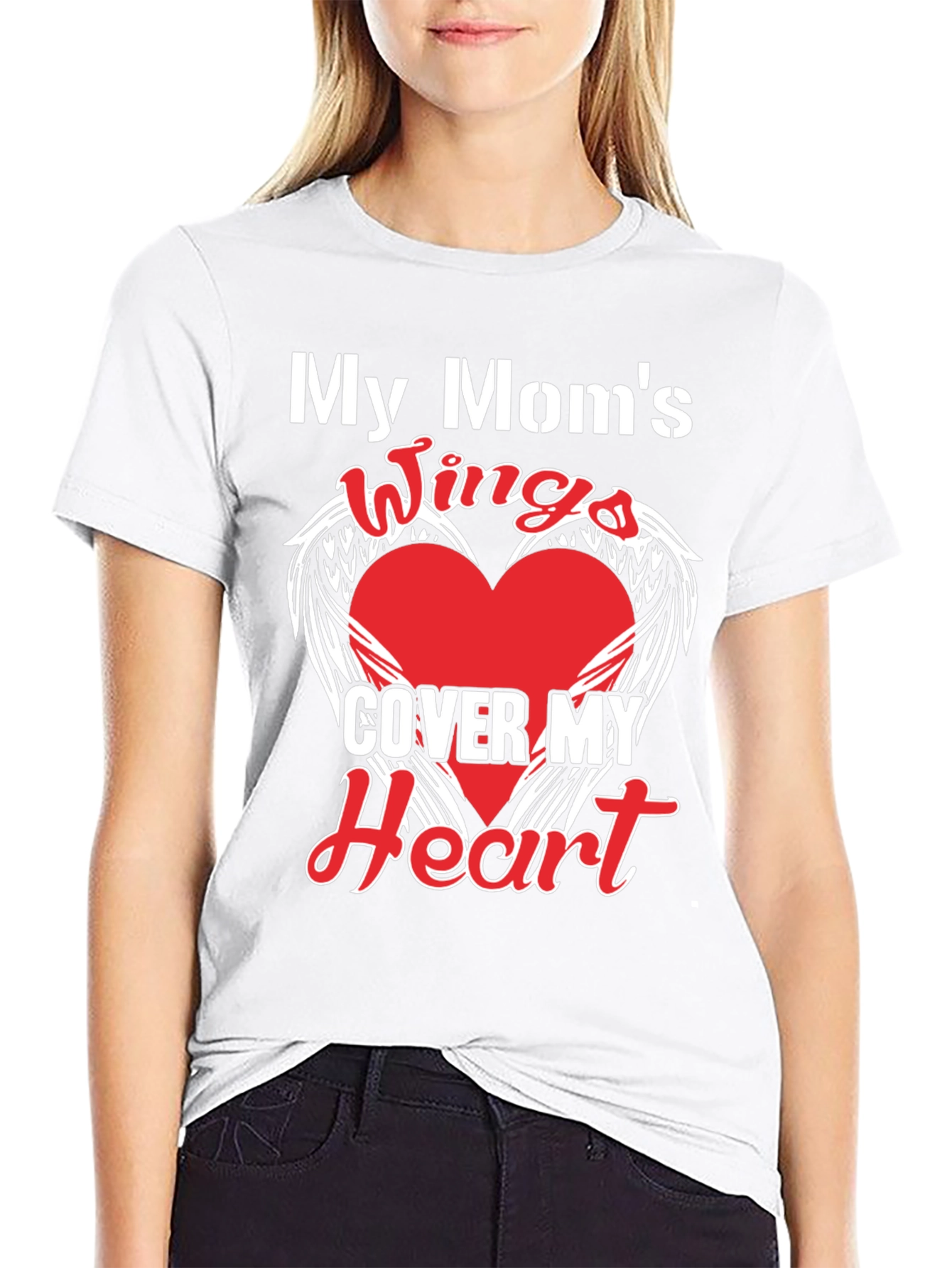 My Moms Wings Cover My Heart Graphic T-Shirt