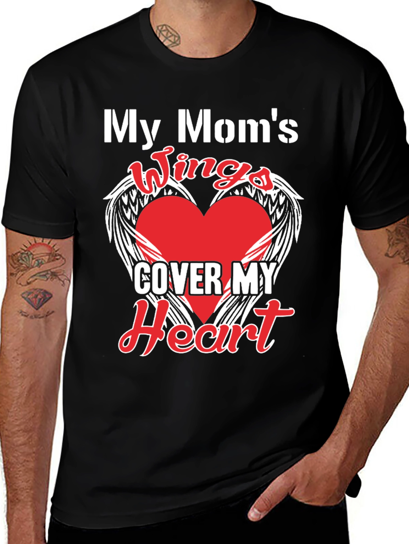My Moms Wings Cover My Heart Graphic T-Shirt