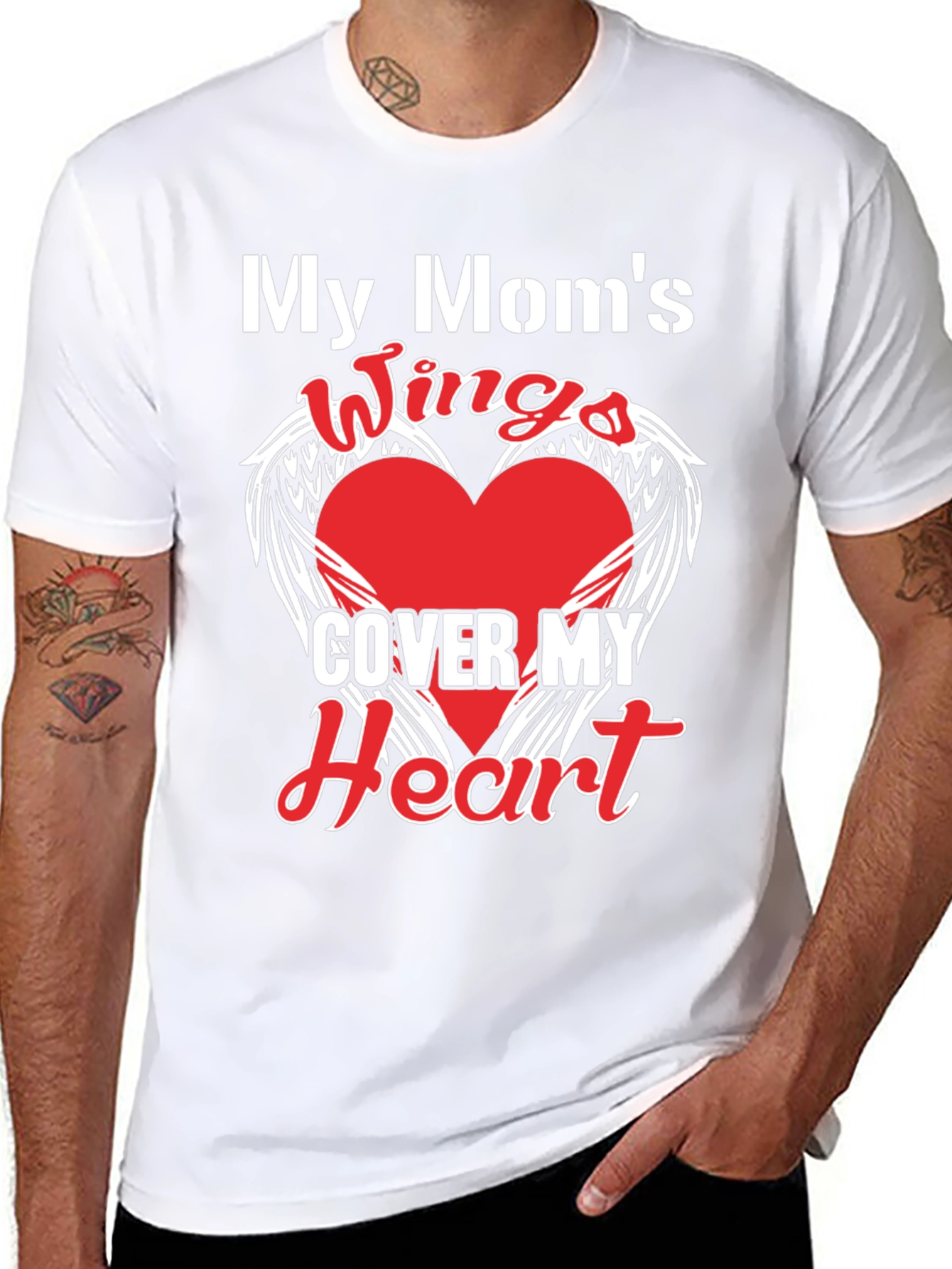 My Moms Wings Cover My Heart Graphic T-Shirt