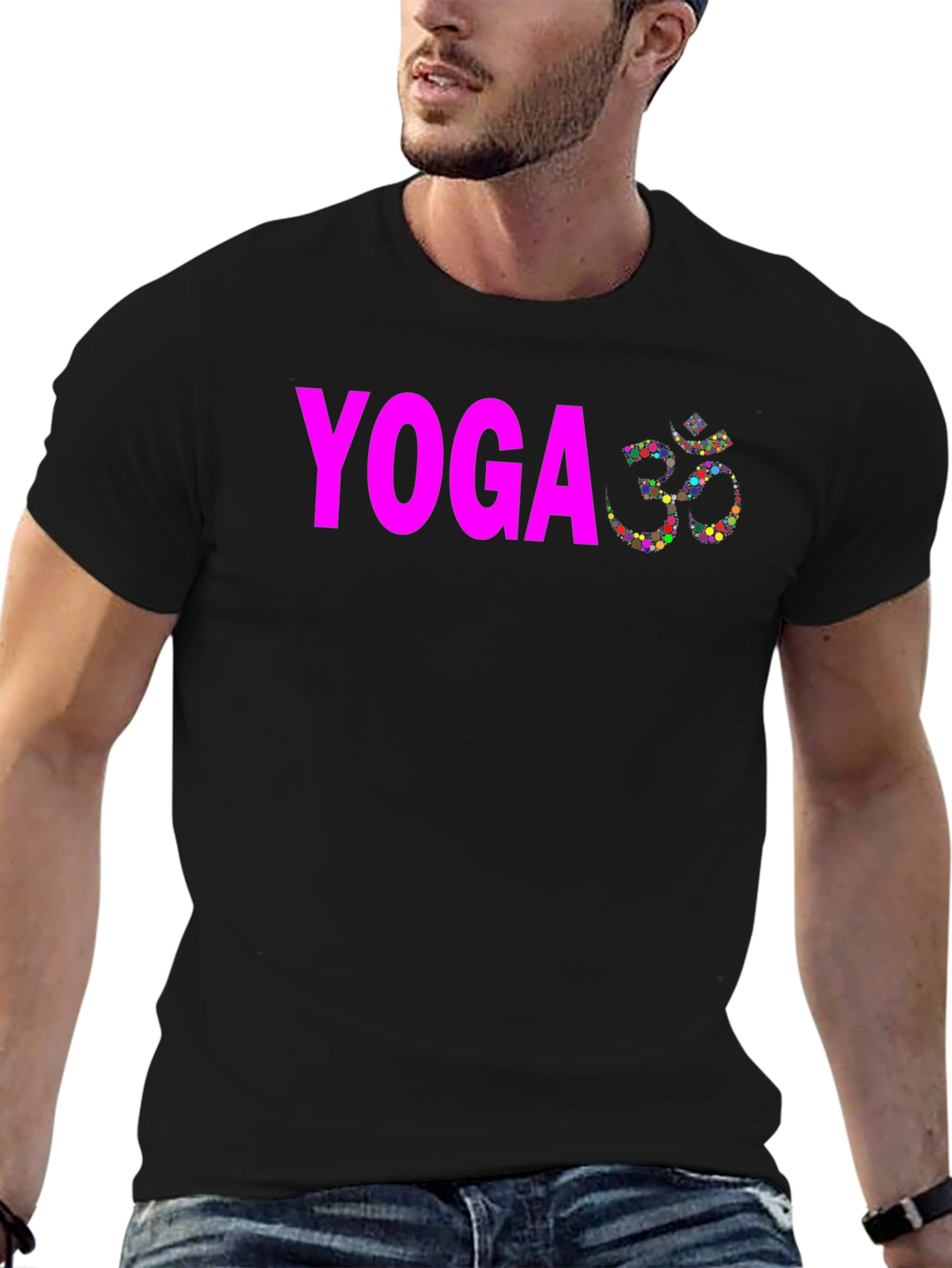 Yoga Om Symbol T-Shirt - Black Cotton Blend Tee