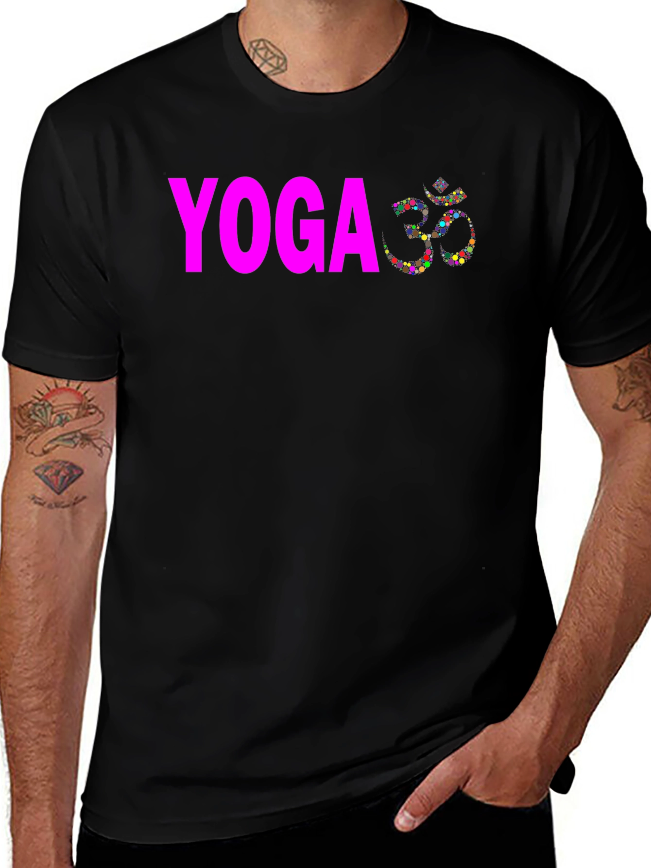 Yoga Om Symbol T-Shirt - Black Cotton Blend Tee