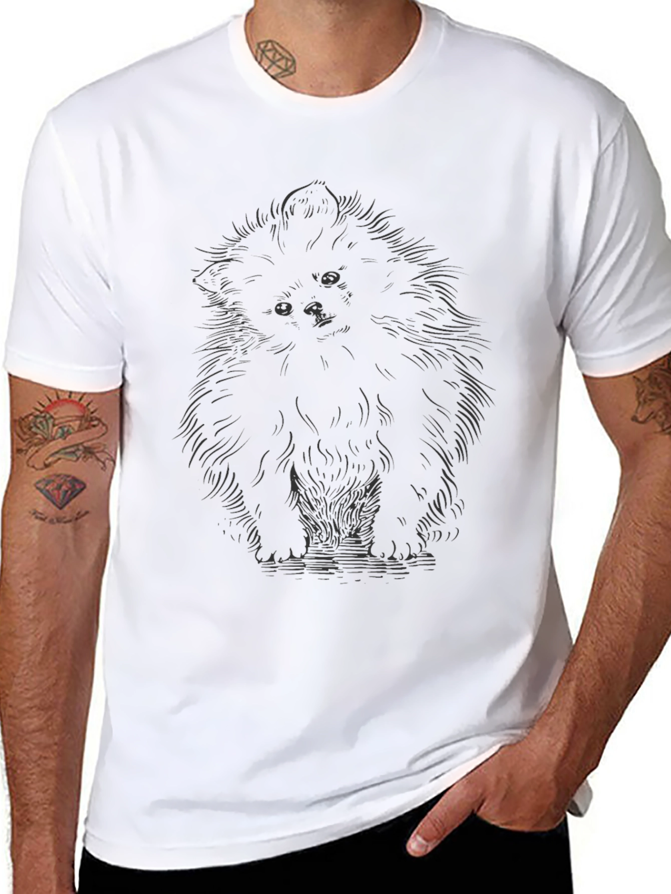 Cute Puppy Dog Graphic Print Black T-Shirt