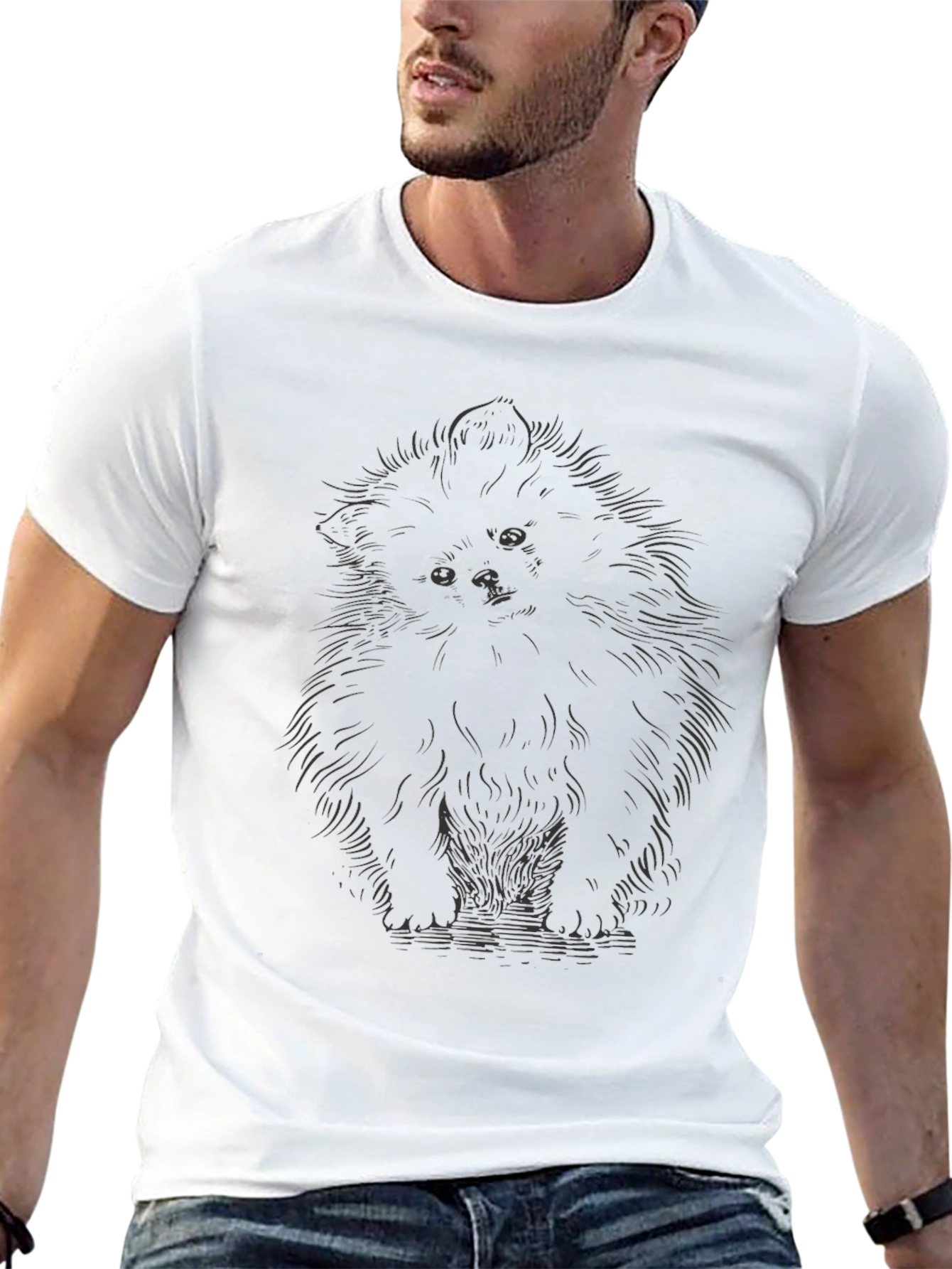 Cute Puppy Dog Graphic Print Black T-Shirt