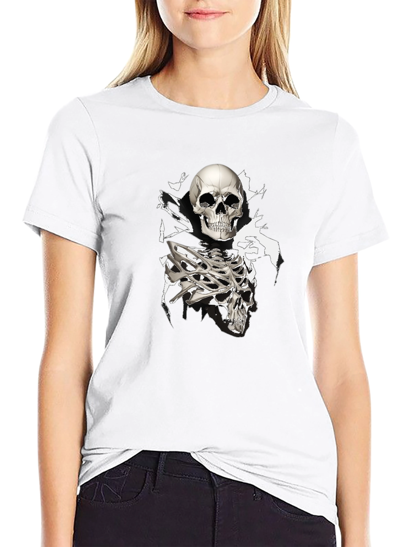 Skull & Ribcage Graphic Black T-Shirt