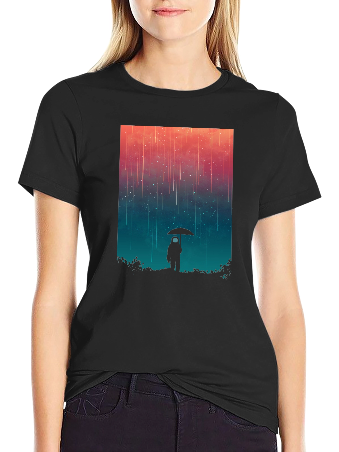 Cosmic Rain T-Shirt - Black Graphic Tee