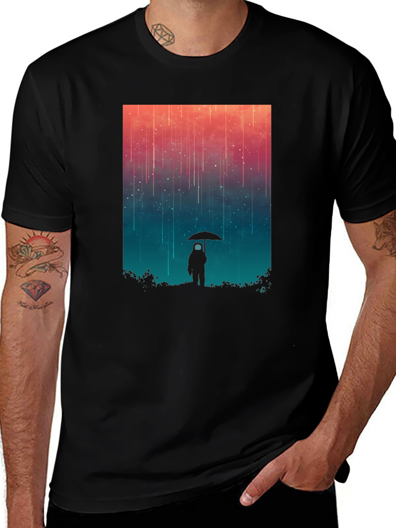 Cosmic Rain T-Shirt - Black Graphic Tee