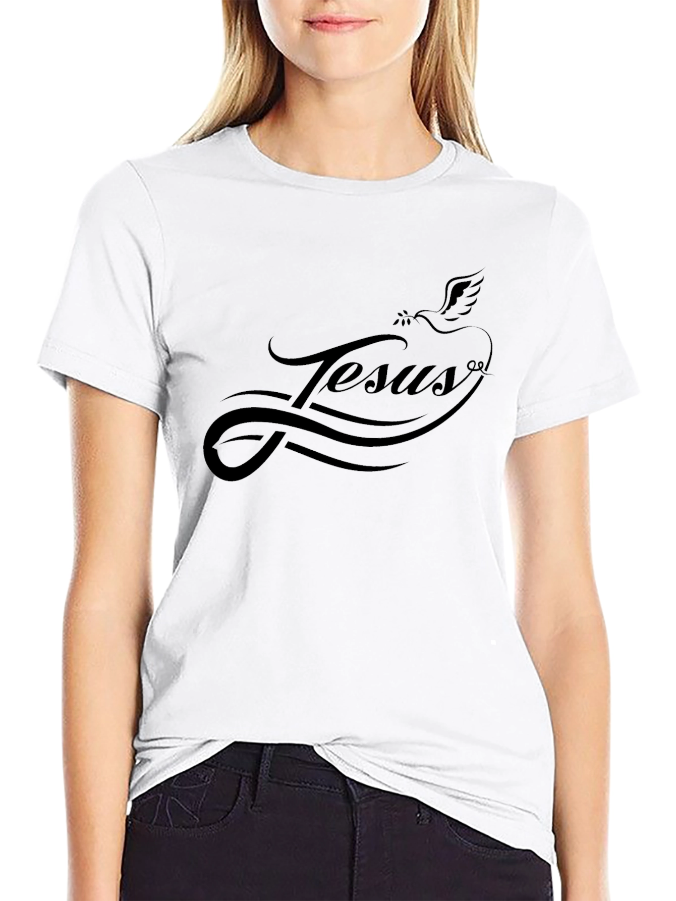 Jesus Dove Black Graphic Tee - Stylish Christian Apparel
