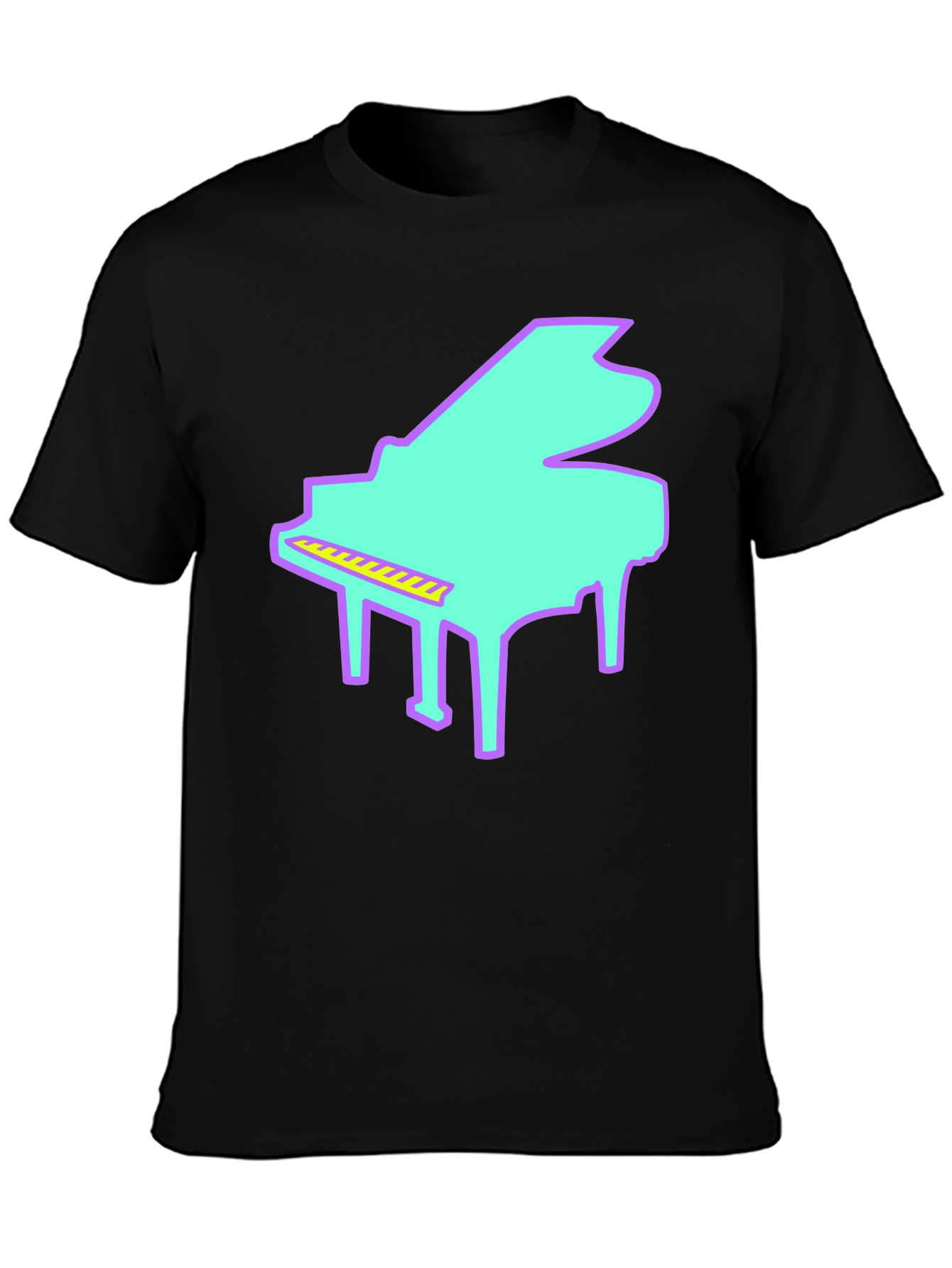 Retro Piano Graphic T-Shirt - Black Tee