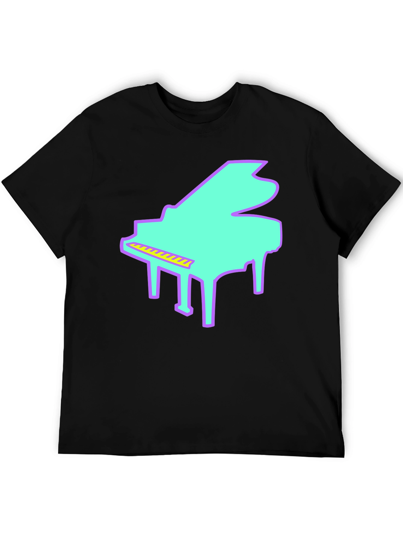 Retro Piano Graphic T-Shirt - Black Tee