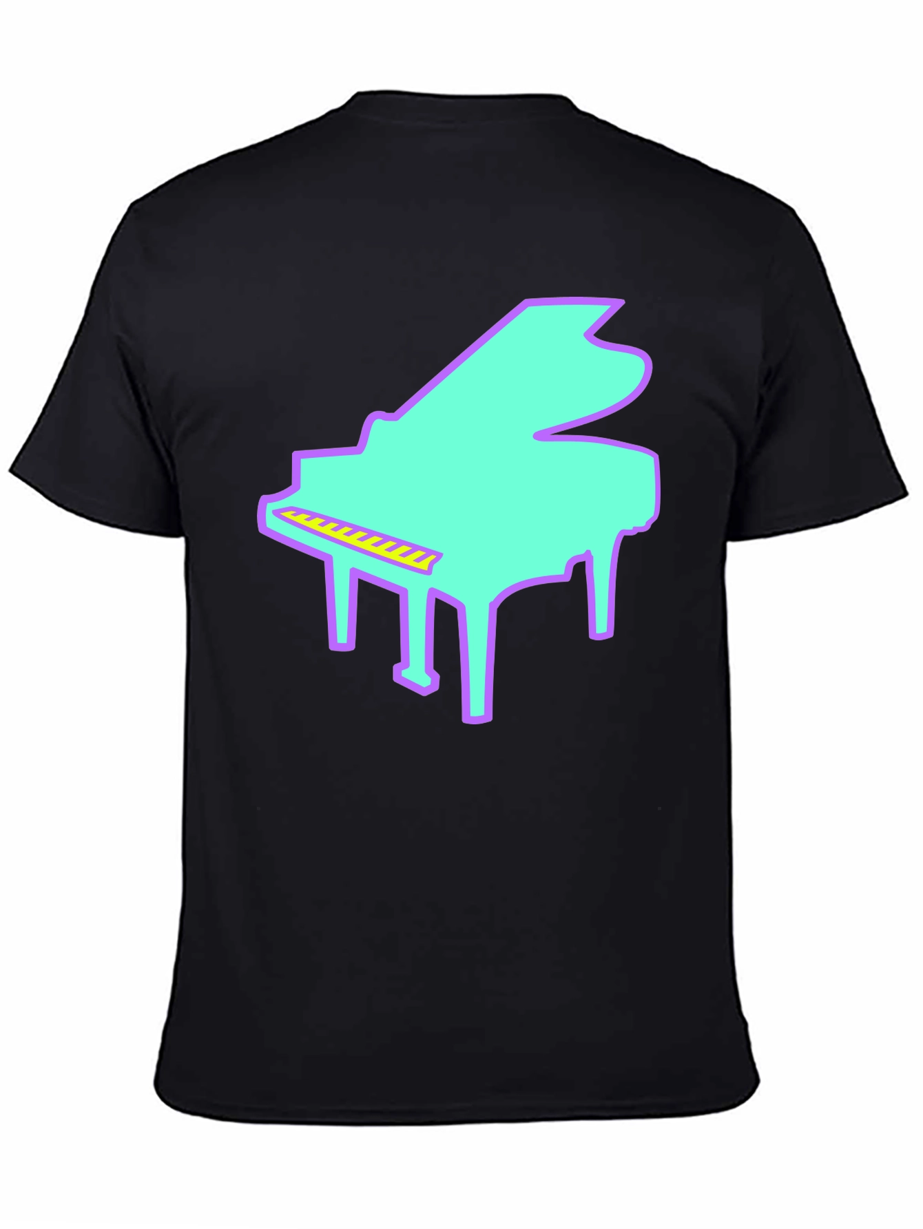 Retro Piano Graphic T-Shirt - Black Tee