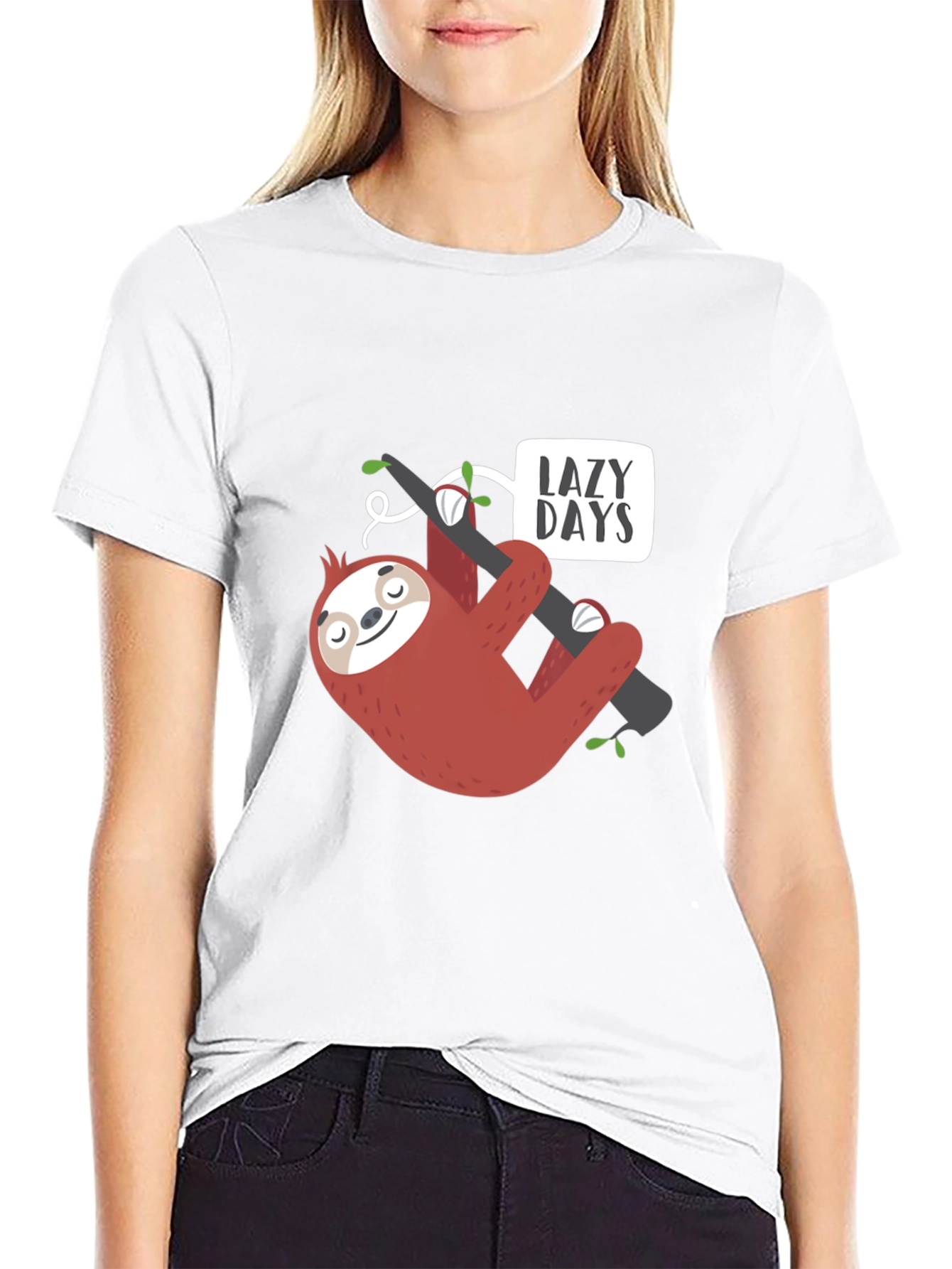 Lazy Days Sloth Graphic Tee - Relaxed Fit
