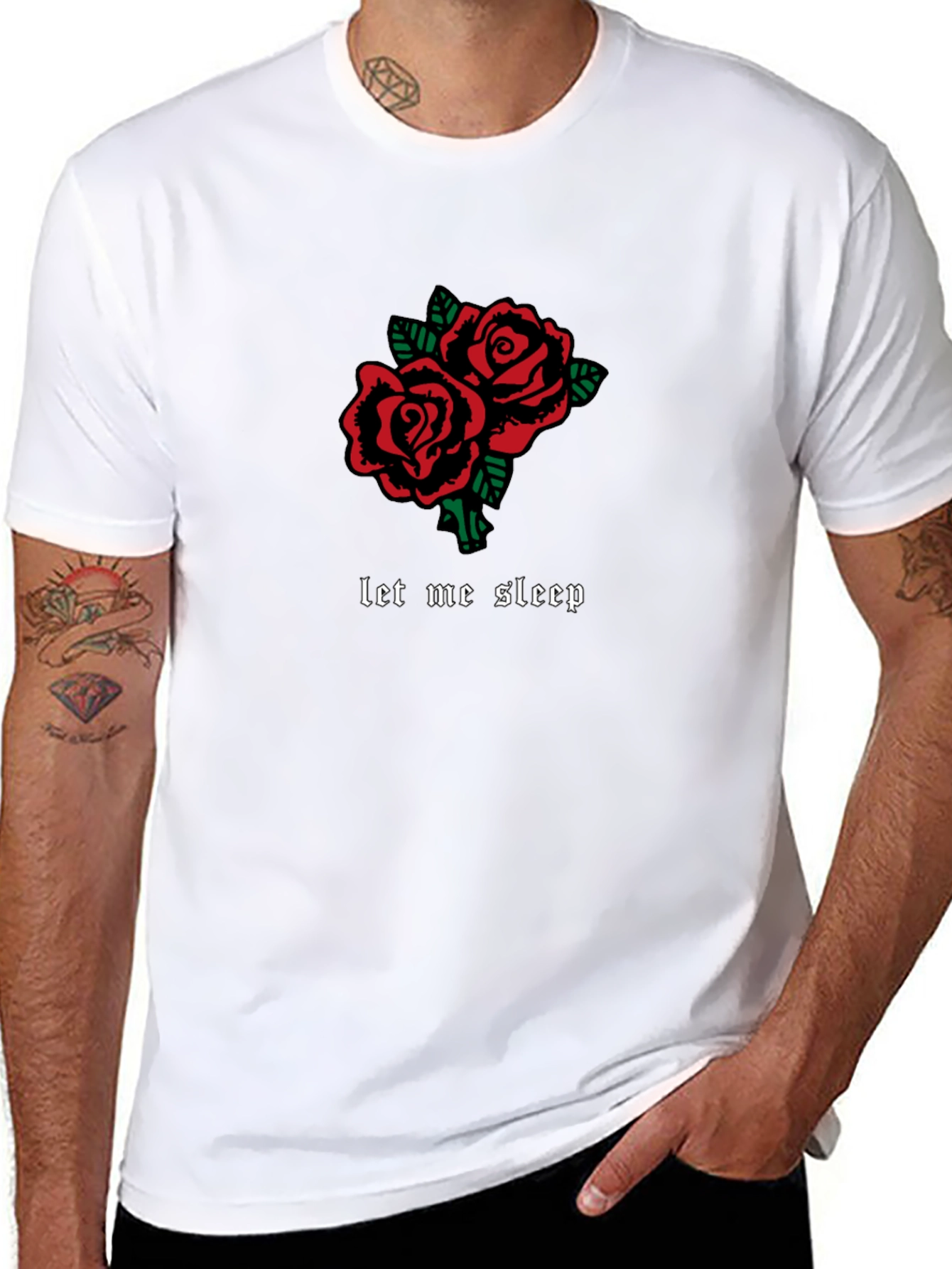 Roses Graphic Tee - Let Me Sleep Black T-Shirt
