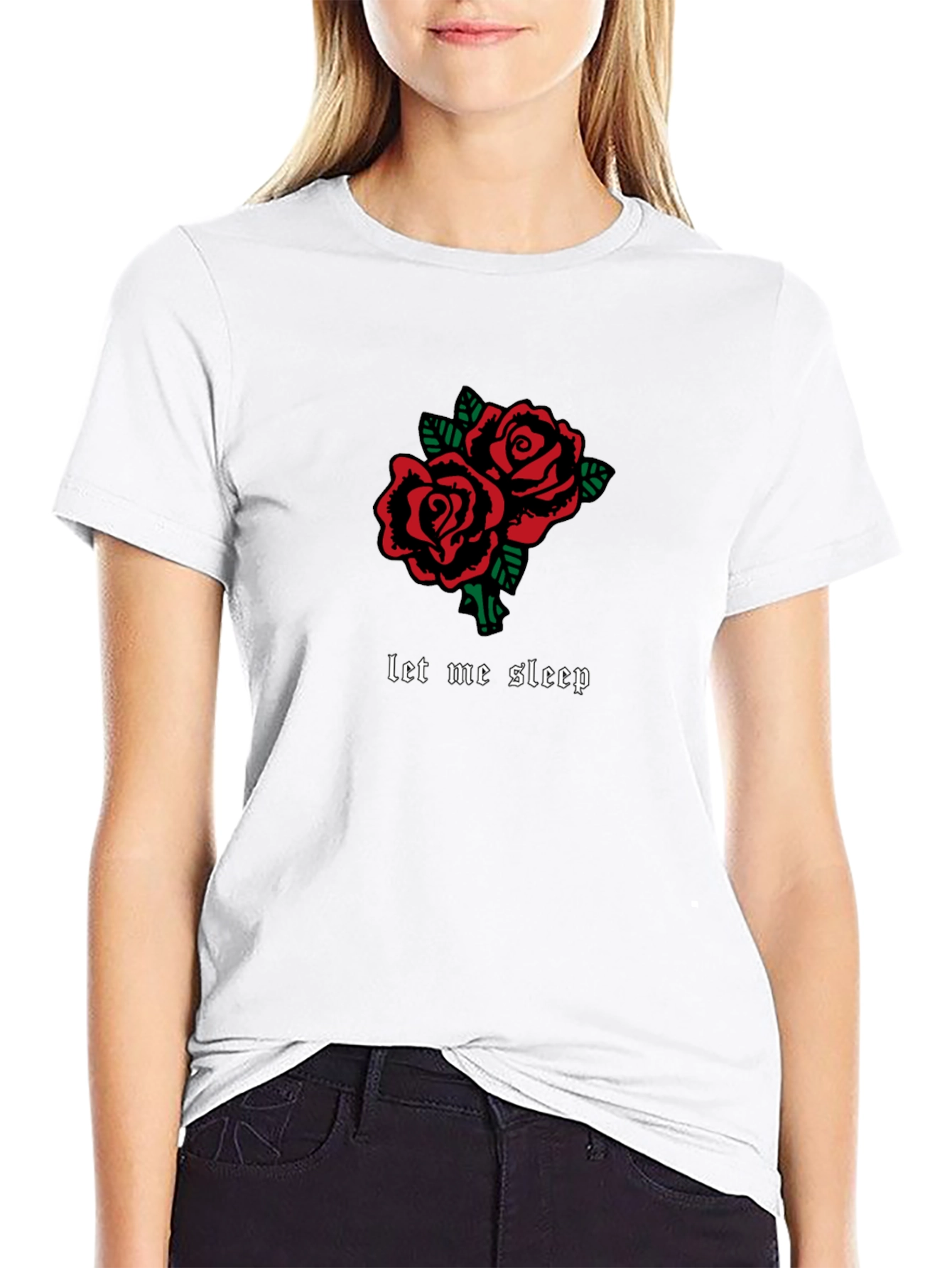 Roses Graphic Tee - Let Me Sleep Black T-Shirt