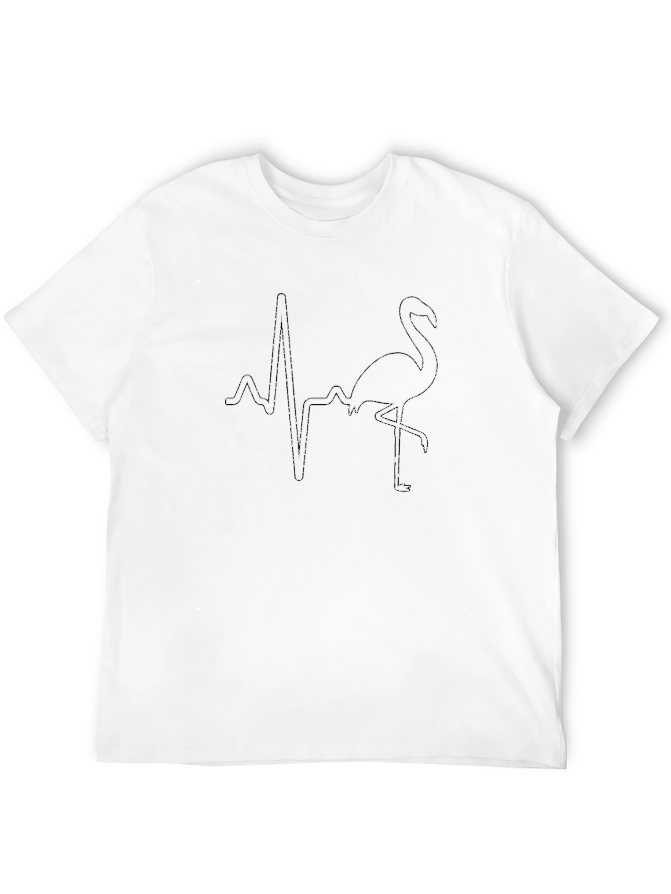 Flamingo Heartbeat T-Shirt - Black Casual Tee