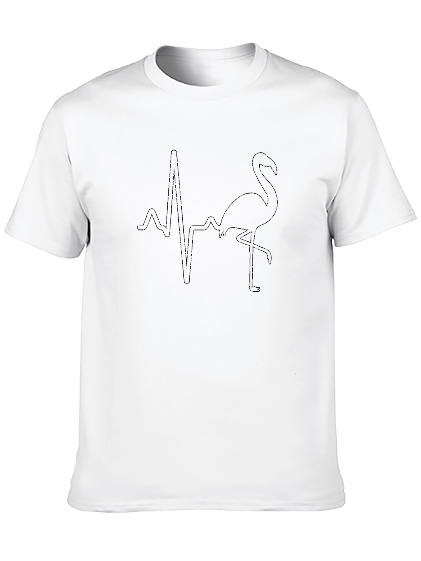Flamingo Heartbeat T-Shirt - Black Casual Tee