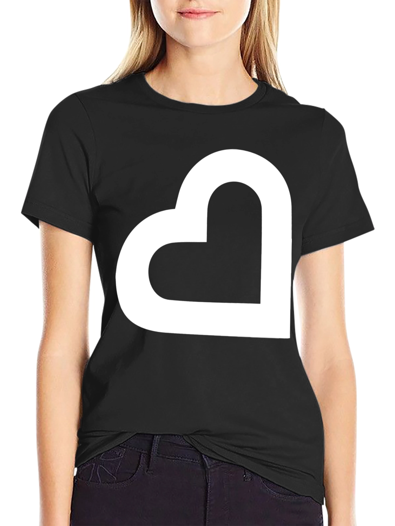 Modern Heart Graphic Tee - Black Casual Shirt