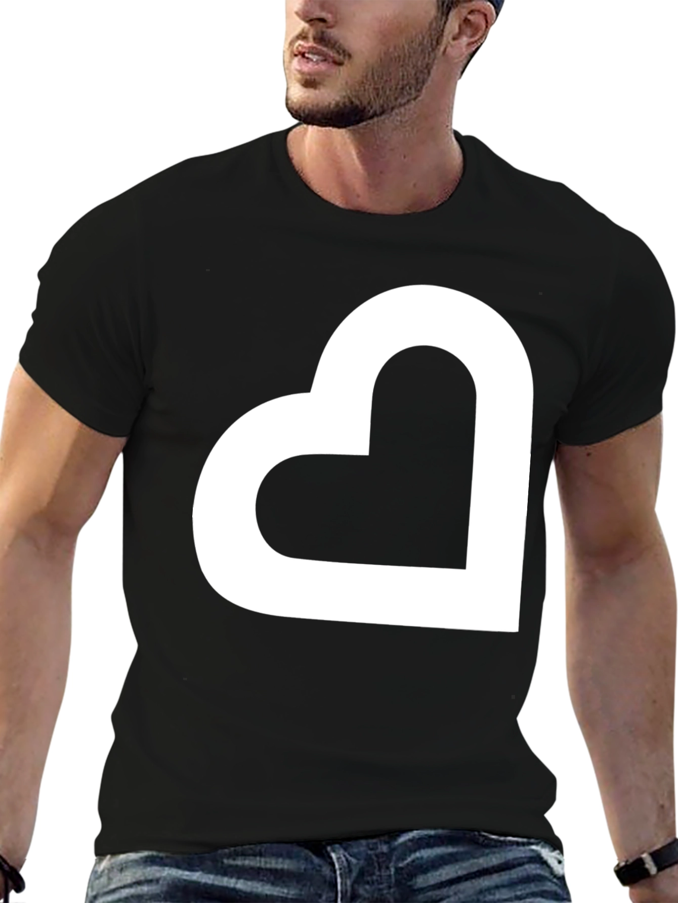 Modern Heart Graphic Tee - Black Casual Shirt
