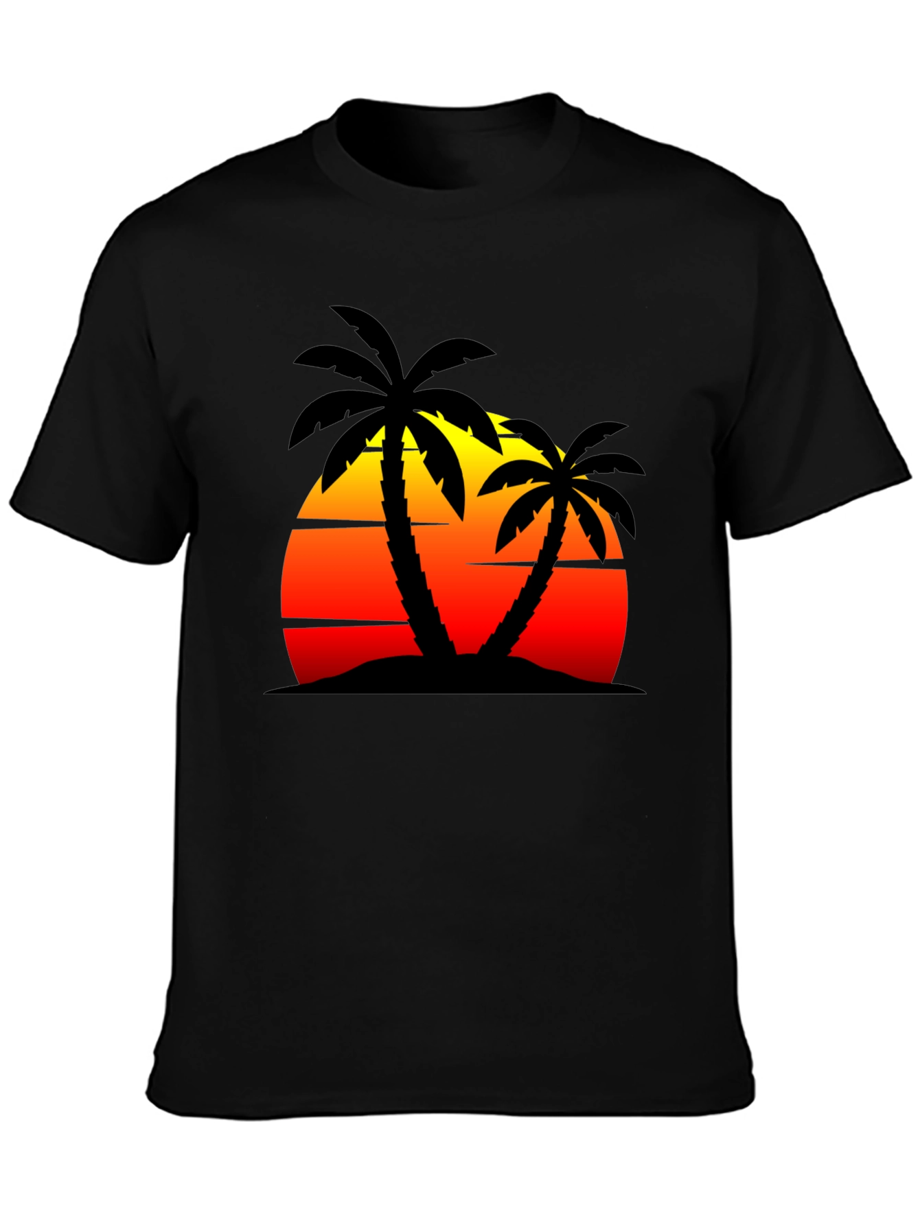 Sunset Palm Tree Graphic Black T-Shirt